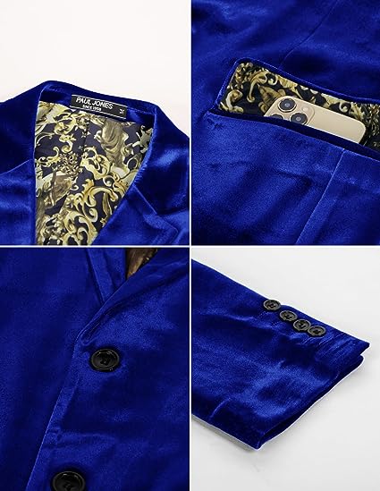 Men Velvet Party Blazer Stylish Notch Lapel Two Buttons Blazer Casual Coat - Image 26