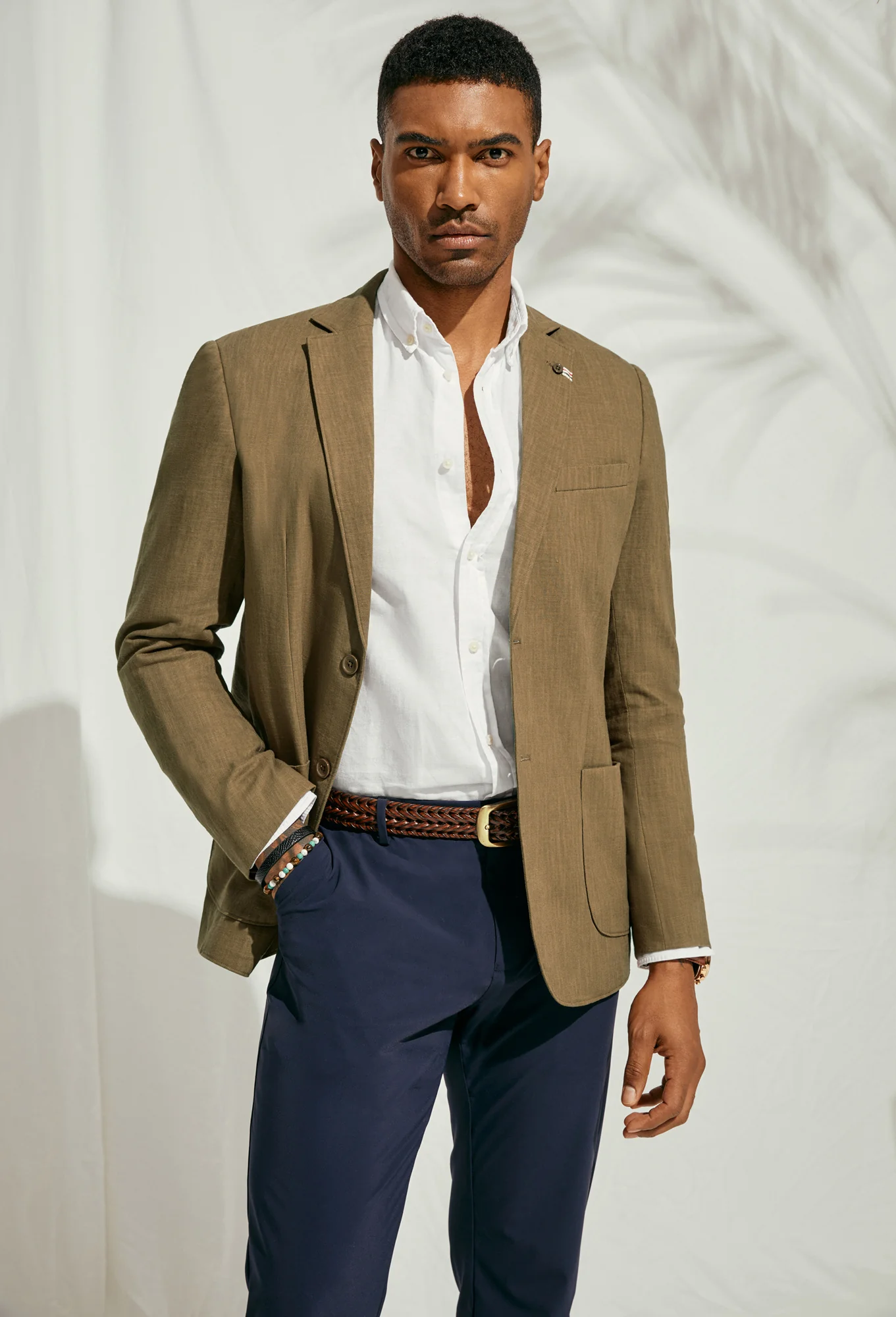 Mens Blazer Casual Cotton-Linen Sport Coat Lightweight 2 Button Unlined Suit Jackets - Image 17