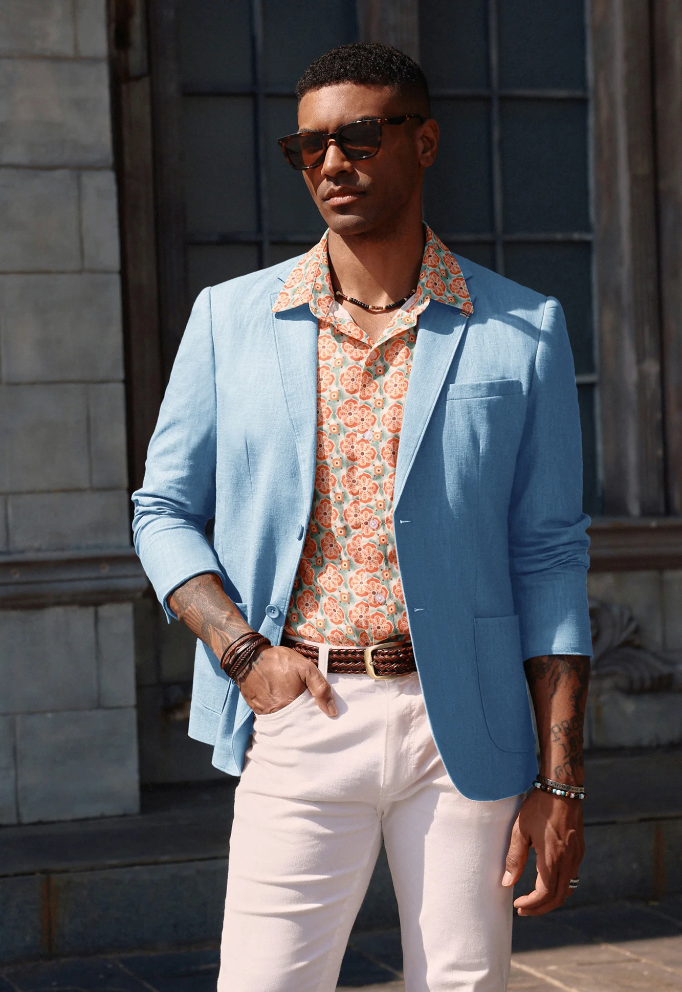 Mens Blazer Casual Cotton-Linen Sport Coat Lightweight 2 Button Unlined Suit Jackets - Image 34