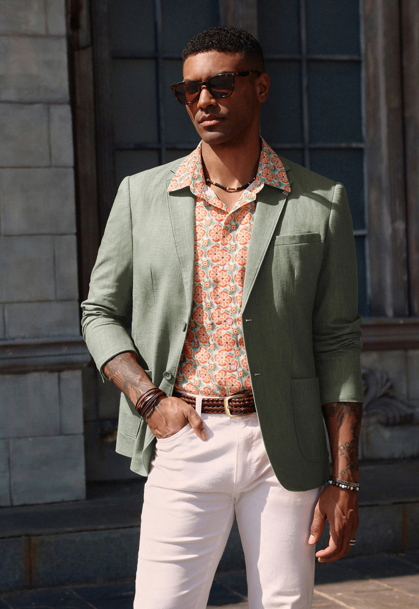 Mens Blazer Casual Cotton-Linen Sport Coat Lightweight 2 Button Unlined Suit Jackets - Image 47