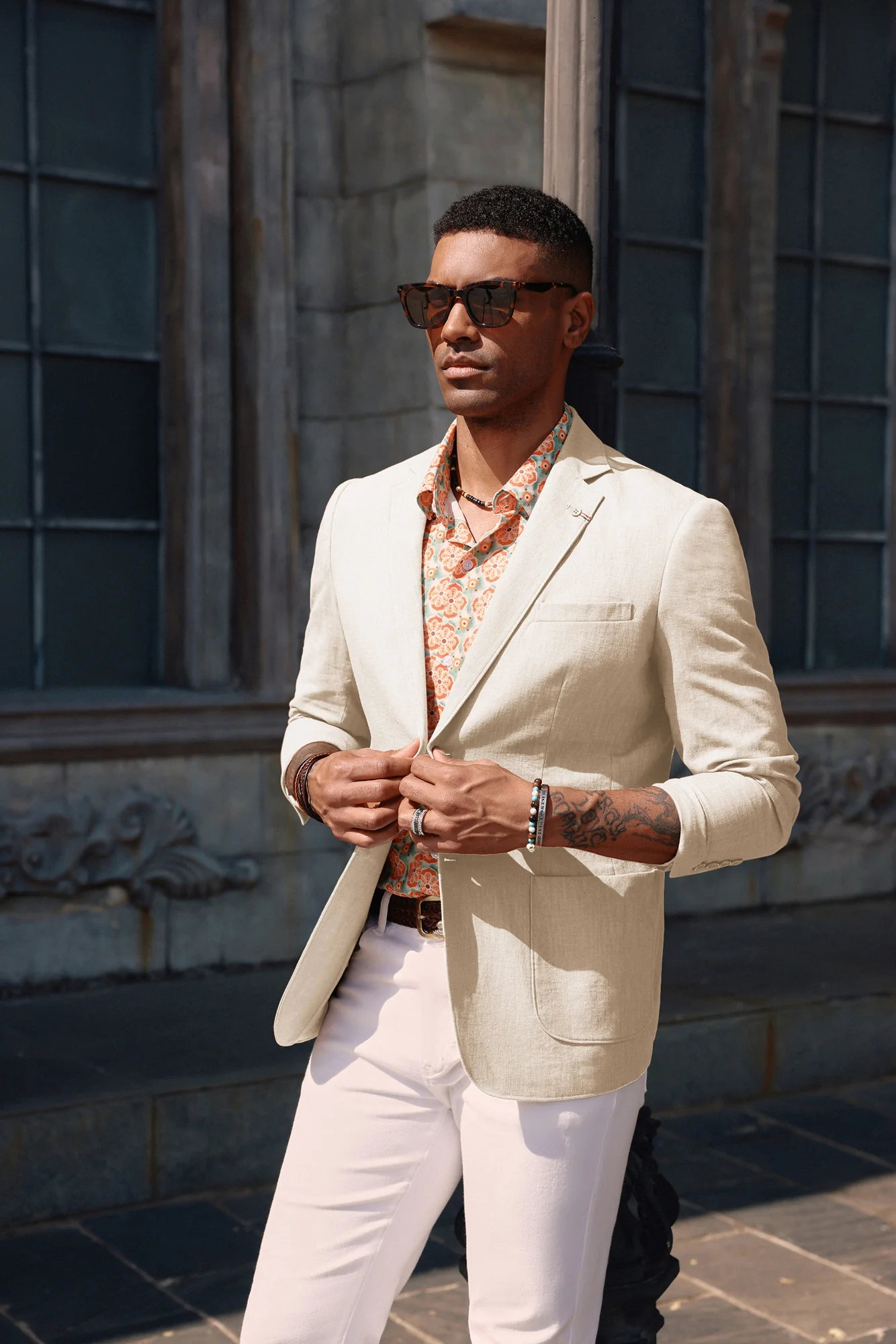 Mens Blazer Casual Cotton-Linen Sport Coat Lightweight 2 Button Unlined Suit Jackets - Image 55