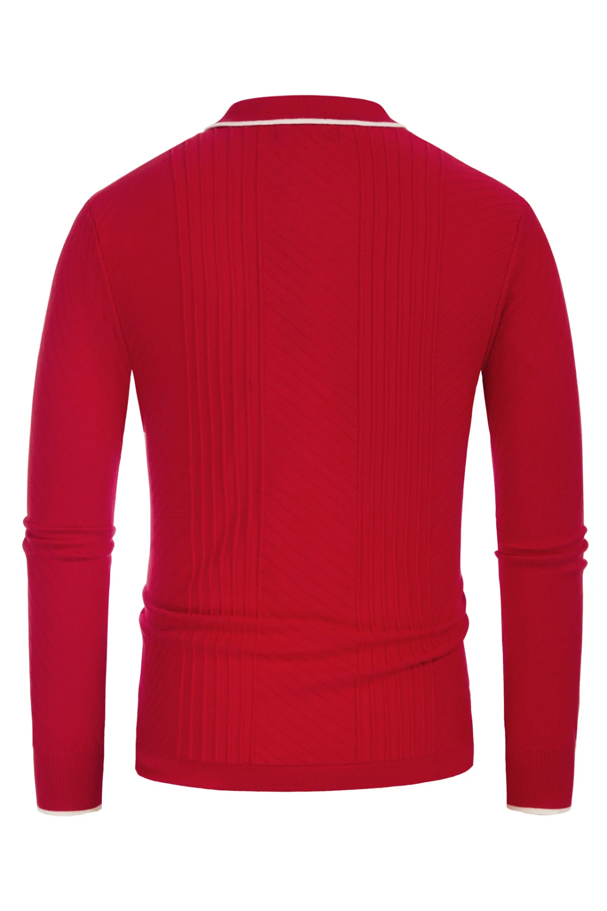 Mens Button Down Long Sleeve Cardigan Sweaters Cable Knit Polo Collar Knitwear Shirt - Image 14