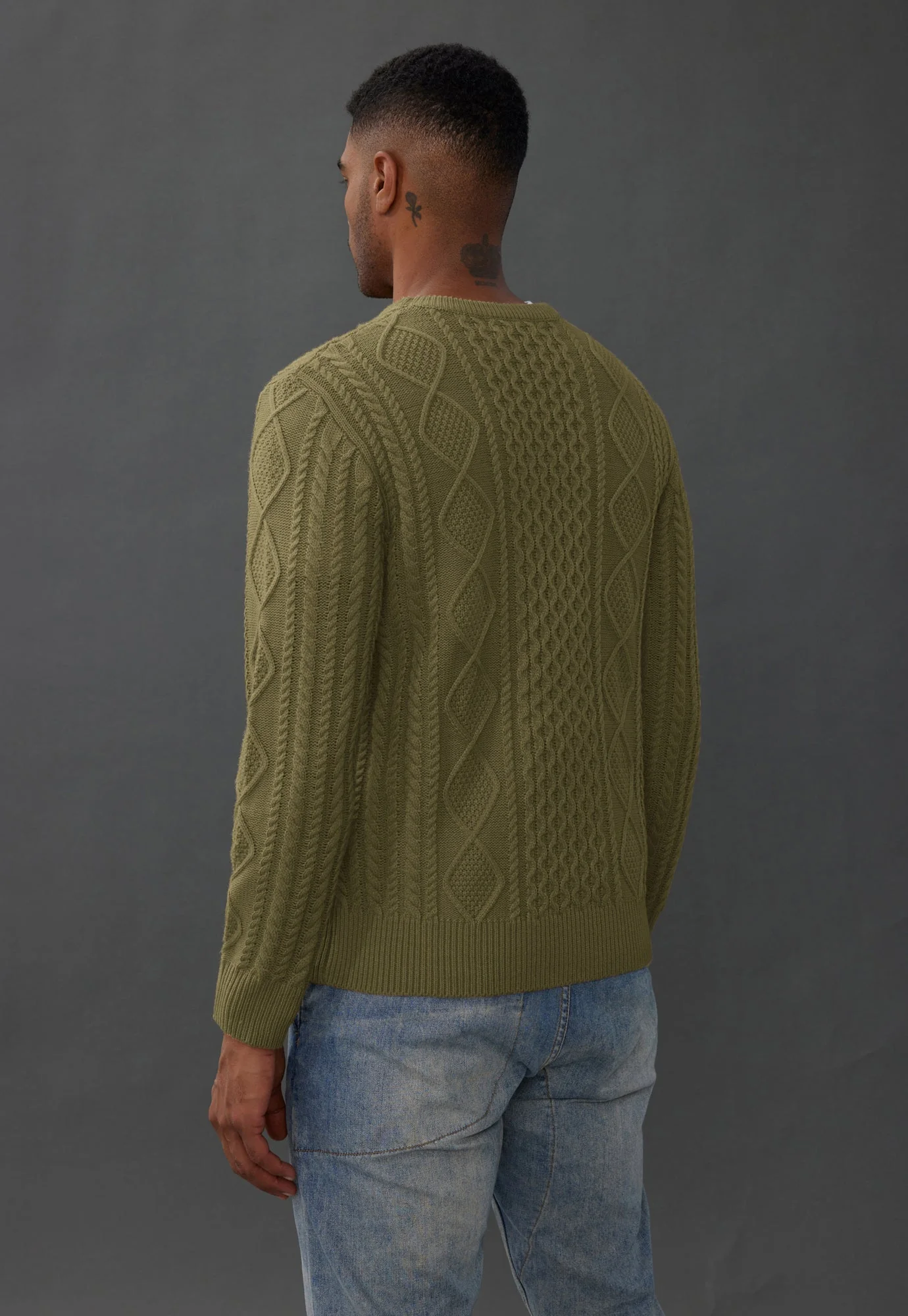 Men's Cable Knit Pullover Long Sleeve Ribbed Knit Pullover Regular Fit Crew Neck Jumper Sweater - Image 8
