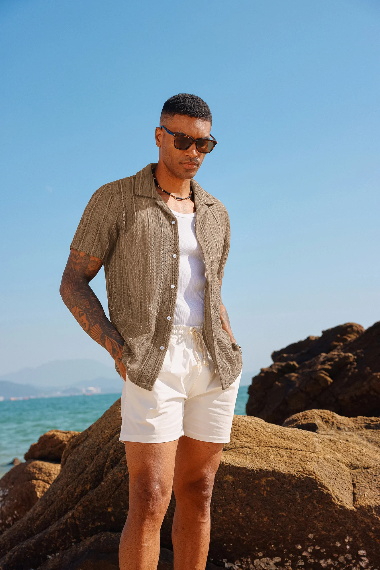 Men's Casual Button Down Cardigan Shirts Cuban Collar Summer Beach Shirts - Image 14