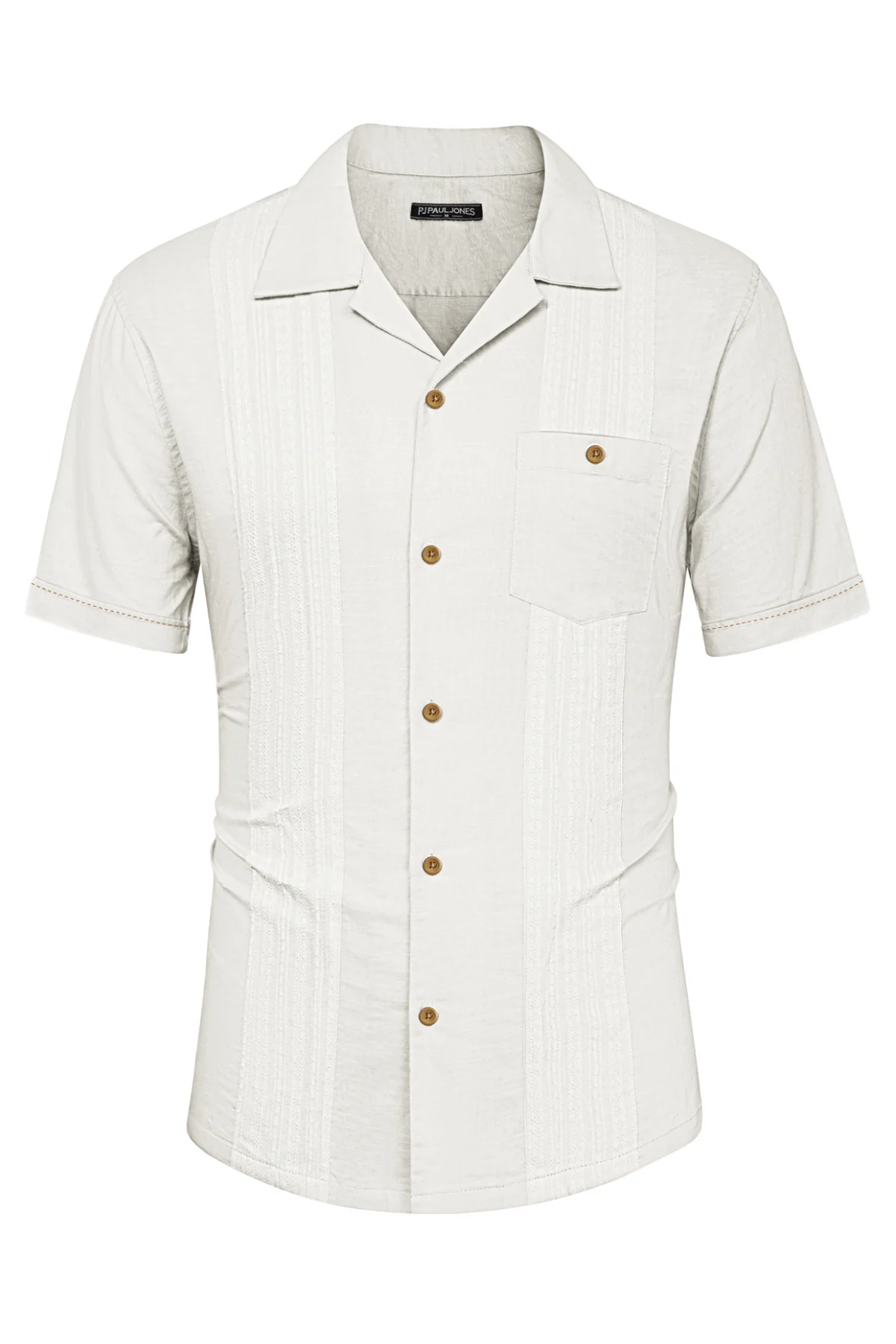 Men's Casual Button Down Linen Shirt Cuban Guayabera Shirts - Image 3