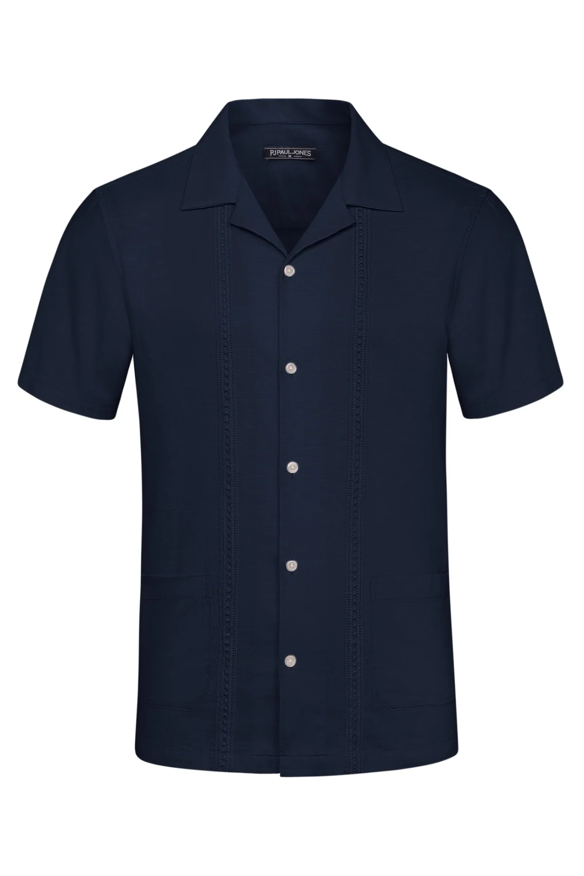 Mens Casual Button Down Shirts Linen Cuban Guayabera Beach Shirt - Image 7