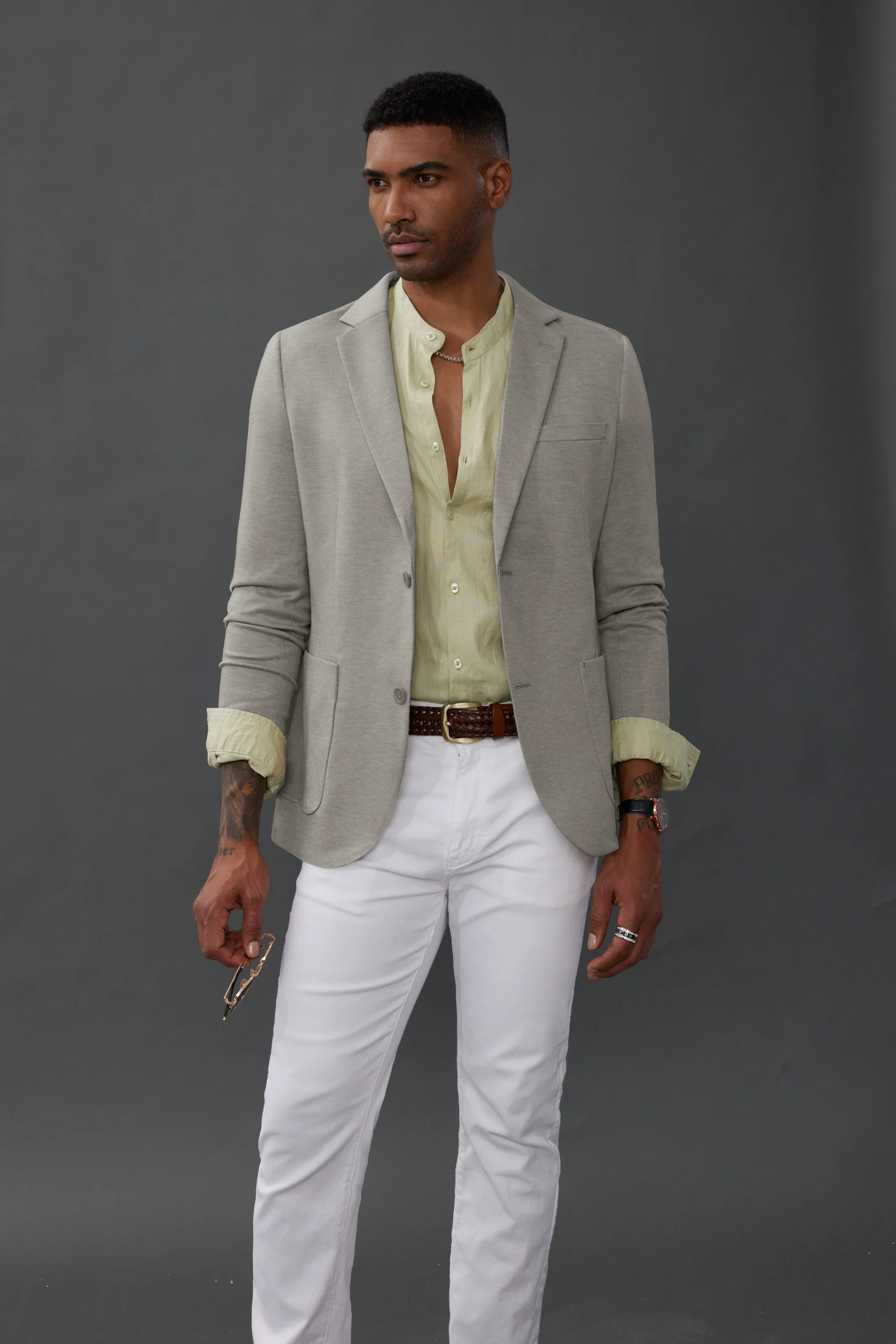 Mens Casual Knit Blazer Two Button Unlined Stretch Sport Coat Suit - Image 26