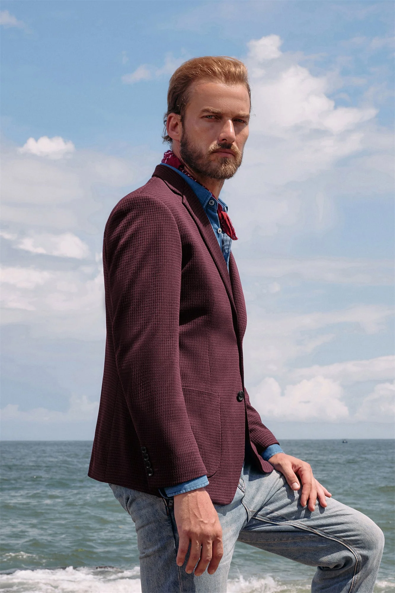 Mens Casual Knit Blazers Two Buttons Lightweight Business Blazer Coat - Image 20