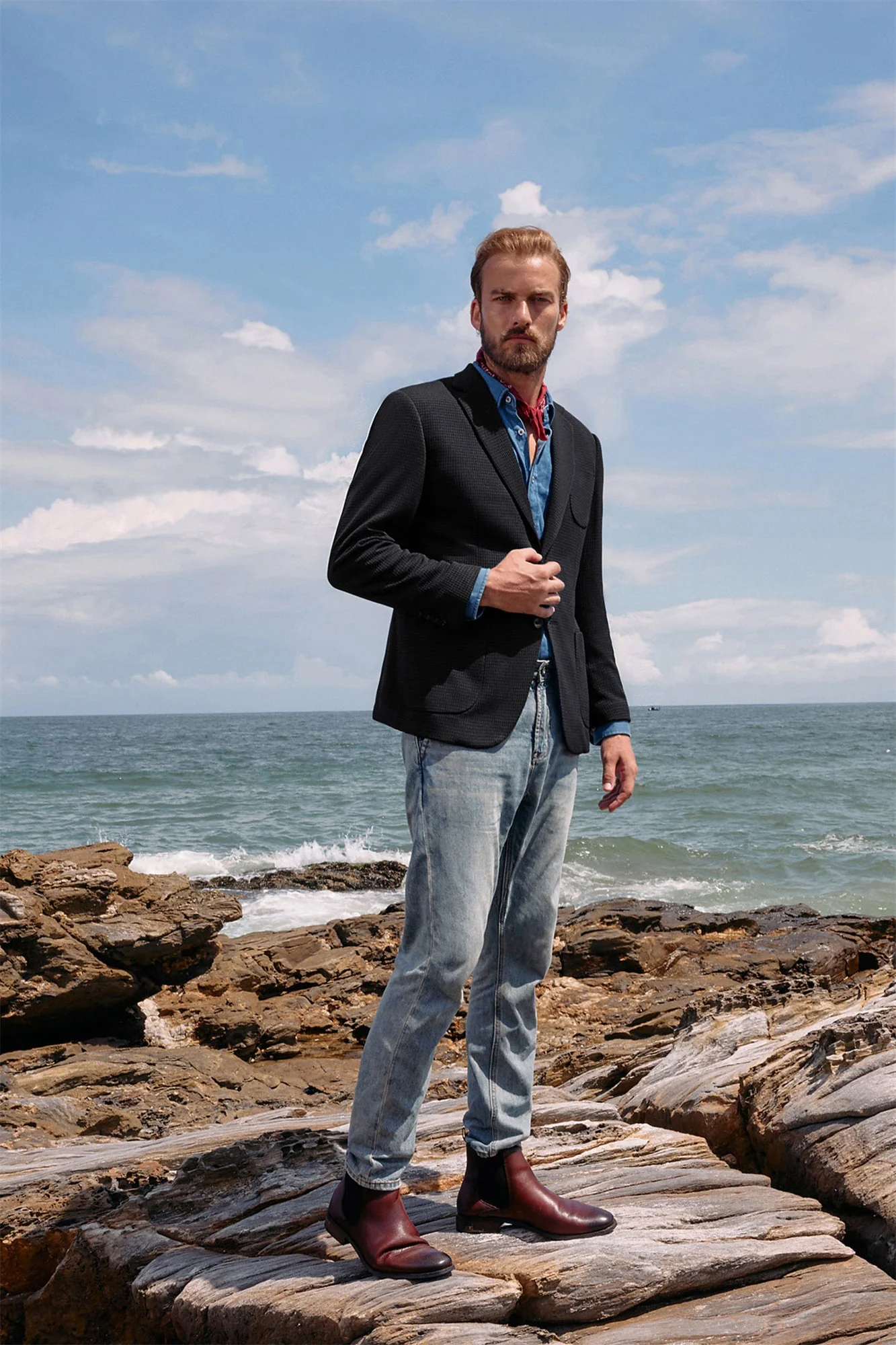 Mens Casual Knit Blazers Two Buttons Lightweight Business Blazer Coat - Image 7