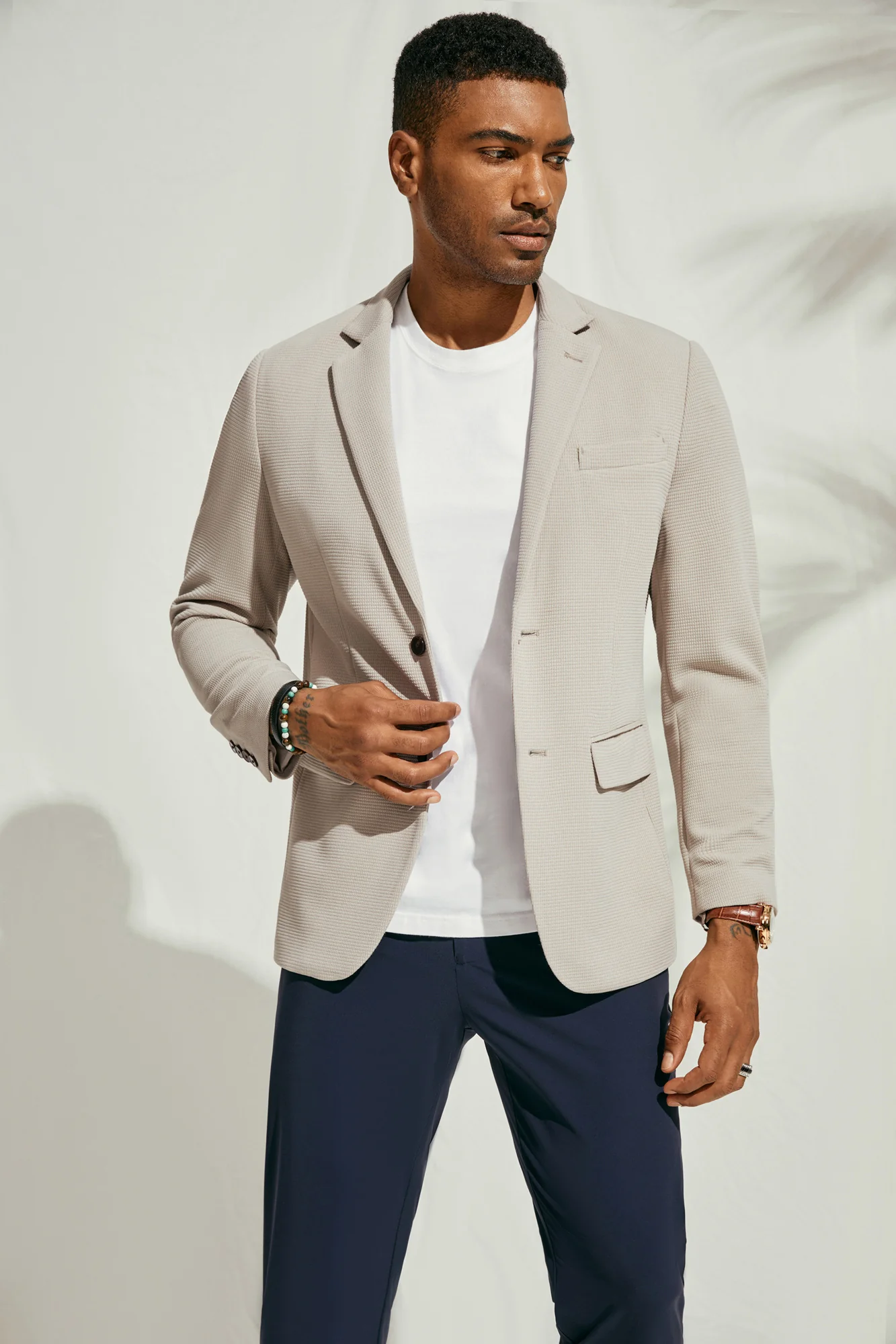 Mens Casual Knit Blazers Two Buttons Lightweight Business Sport Coat - Image 13