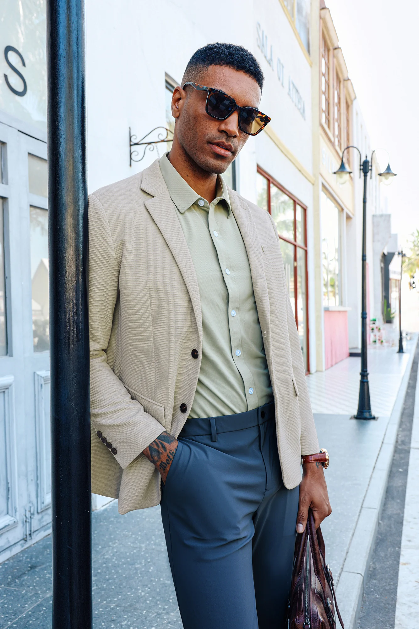 Mens Casual Knit Blazers Two Buttons Lightweight Business Sport Coat - Image 14