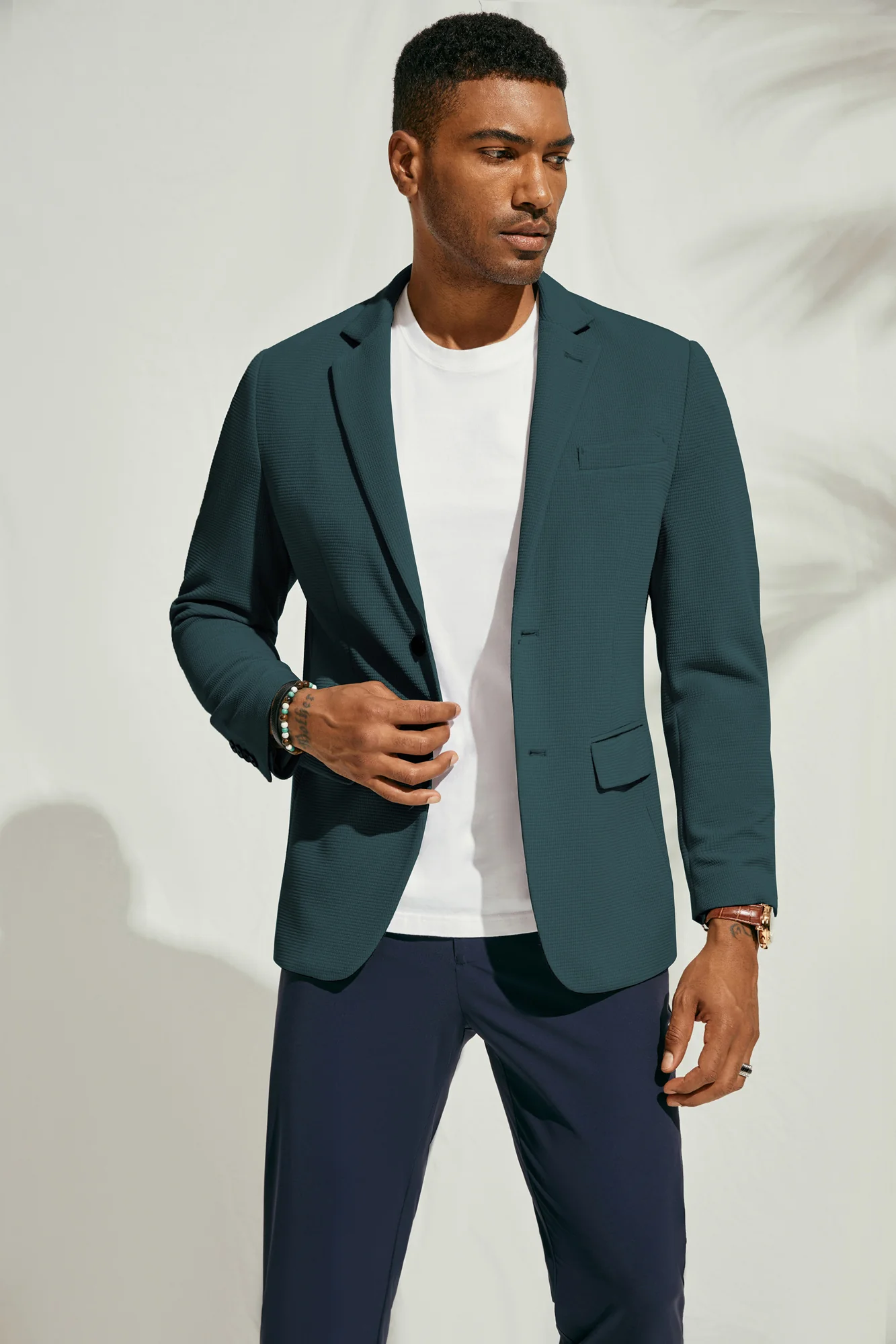 Mens Casual Knit Blazers Two Buttons Lightweight Business Sport Coat - Image 18