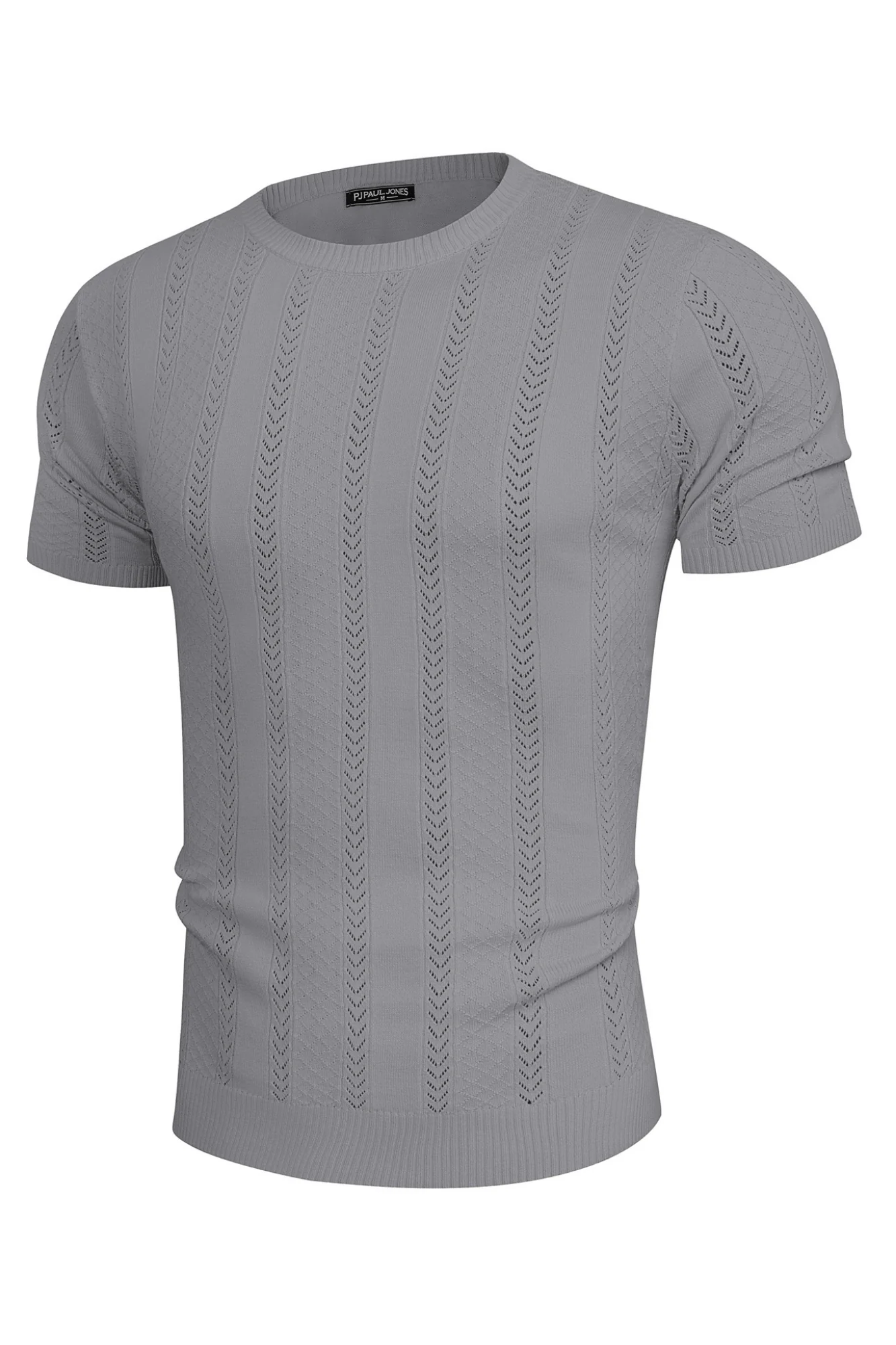 Men's Casual Knit Short Sleeve Crewneck Hollow Out Knitted Pullover T-Shirts - Image 34