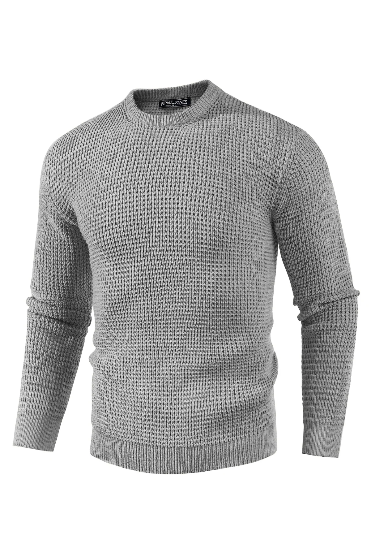 Mens Crewneck Pullover Sweater Waffle Textured Long Sleeve Knitted Sweater - Image 15