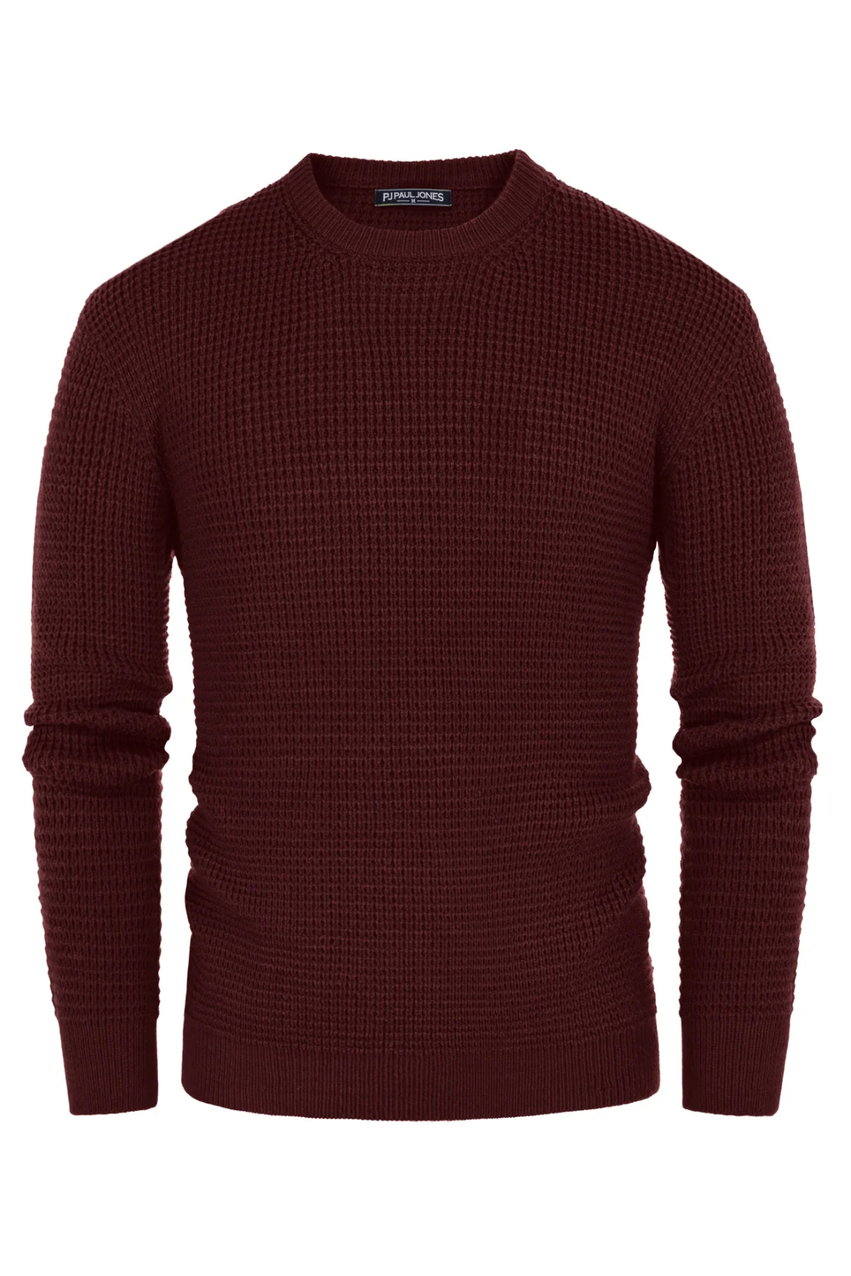 Mens Crewneck Pullover Sweater Waffle Textured Long Sleeve Knitted Sweater - Image 29