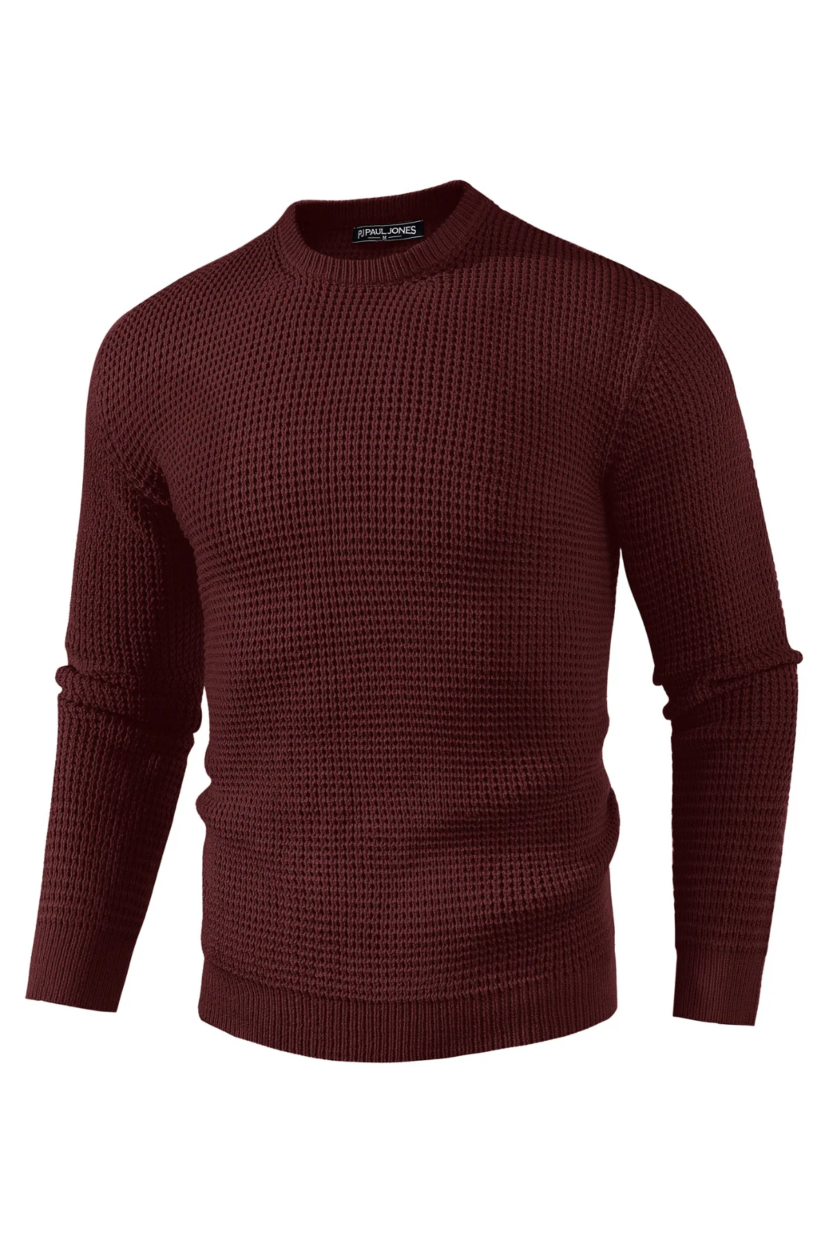 Mens Crewneck Pullover Sweater Waffle Textured Long Sleeve Knitted Sweater - Image 30
