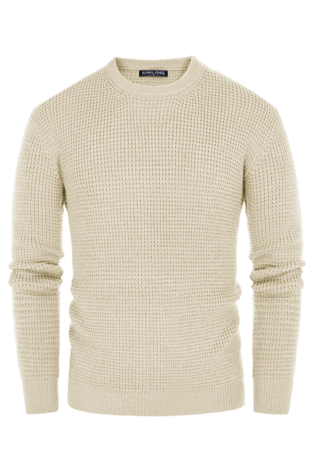 Mens Crewneck Pullover Sweater Waffle Textured Long Sleeve Knitted Sweater - Image 63