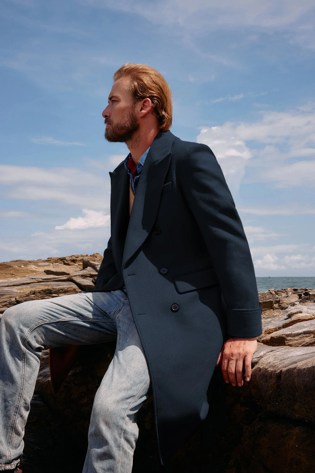 Men's Double Breasted Unisex Peacoat Wool Blend Long Trench Coats - Image 18