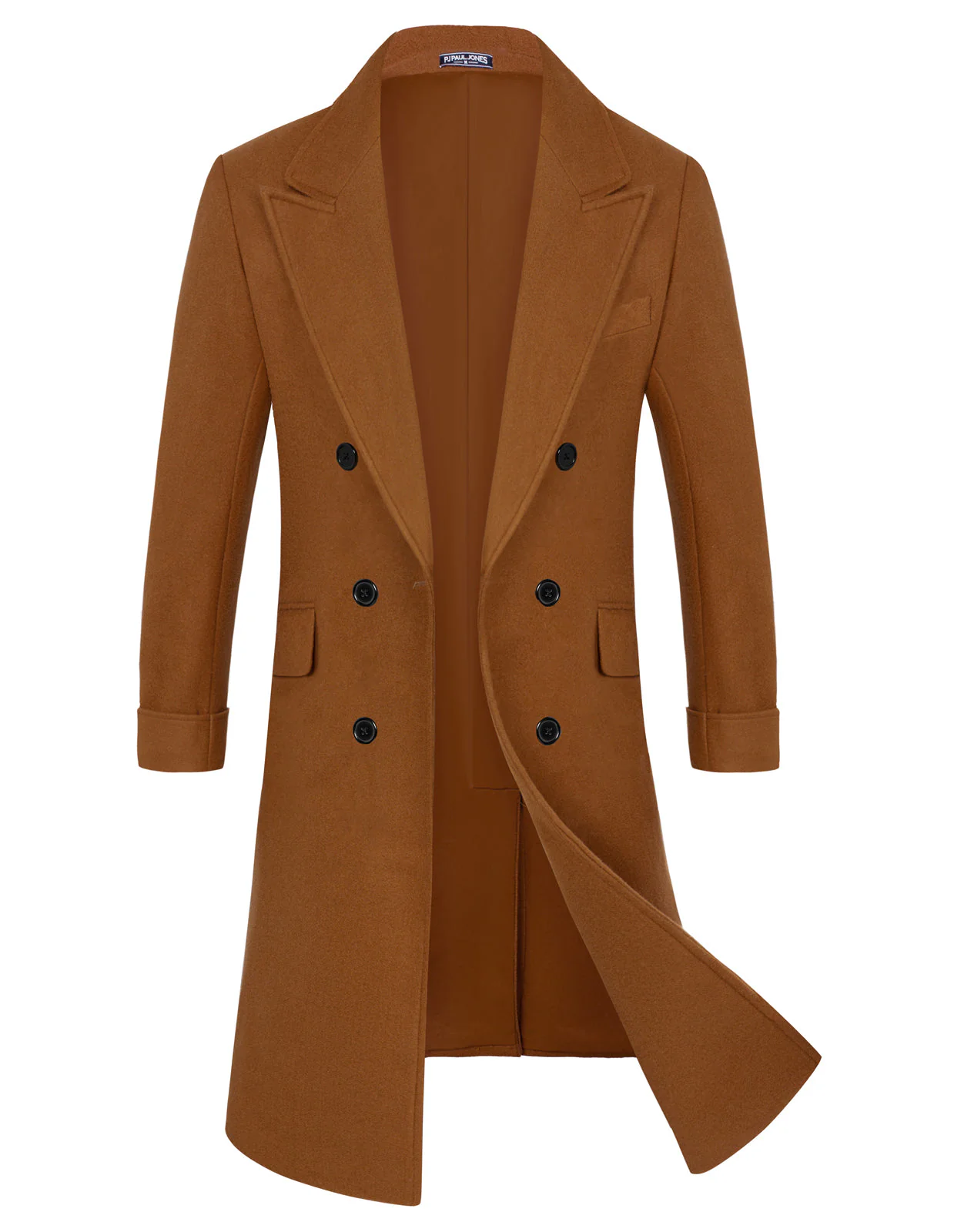Men's Double Breasted Unisex Peacoat Wool Blend Long Trench Coats - Image 22