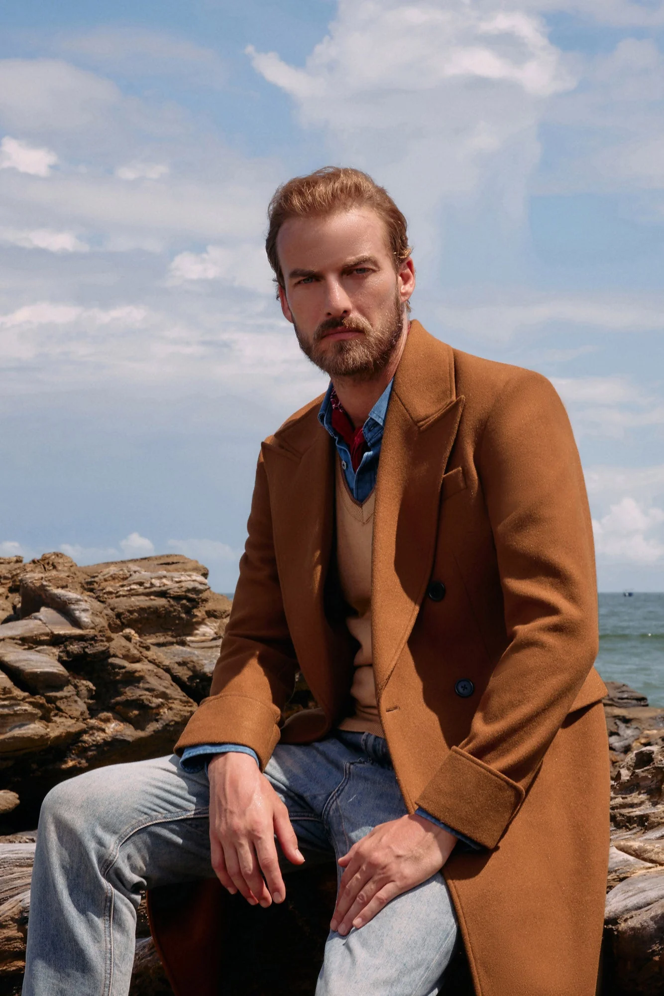 Men's Double Breasted Unisex Peacoat Wool Blend Long Trench Coats - Image 25