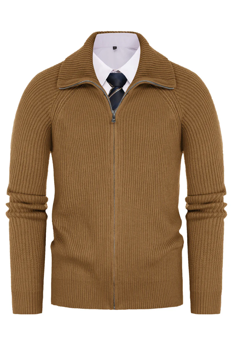 Men's Full Zip Cardigan Sweaters Unisex Lapel Collar Raglan Long Sleeve Casual Ribbed Sweater - Image 76