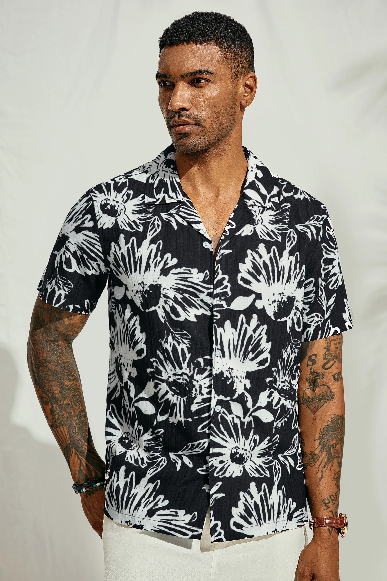 Mens Hawaiian Shirts Short Sleeve Casual Button Down Tropical Beach Shirt - Image 7