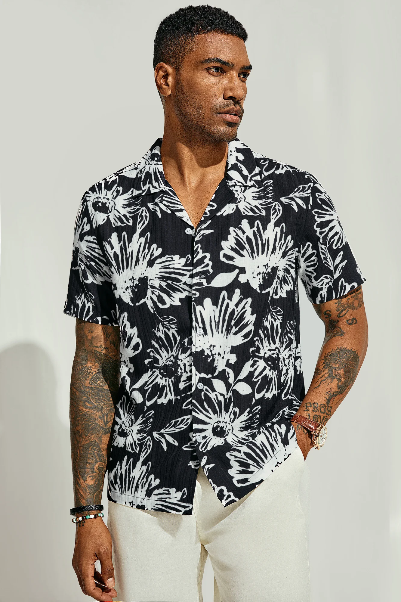 Mens Hawaiian Shirts Short Sleeve Casual Button Down Tropical Beach Shirt - Image 9