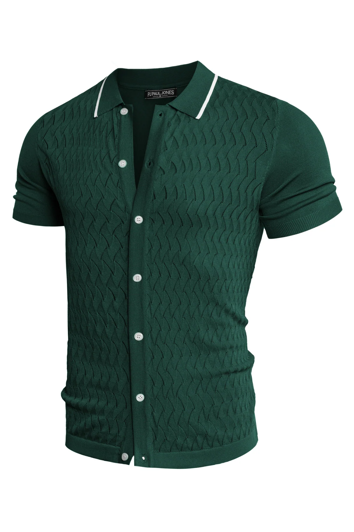 Men's Knit Button Down Short Cardigan Shirts Vintage Polo Shirts Casual Beach Shirts - Image 11