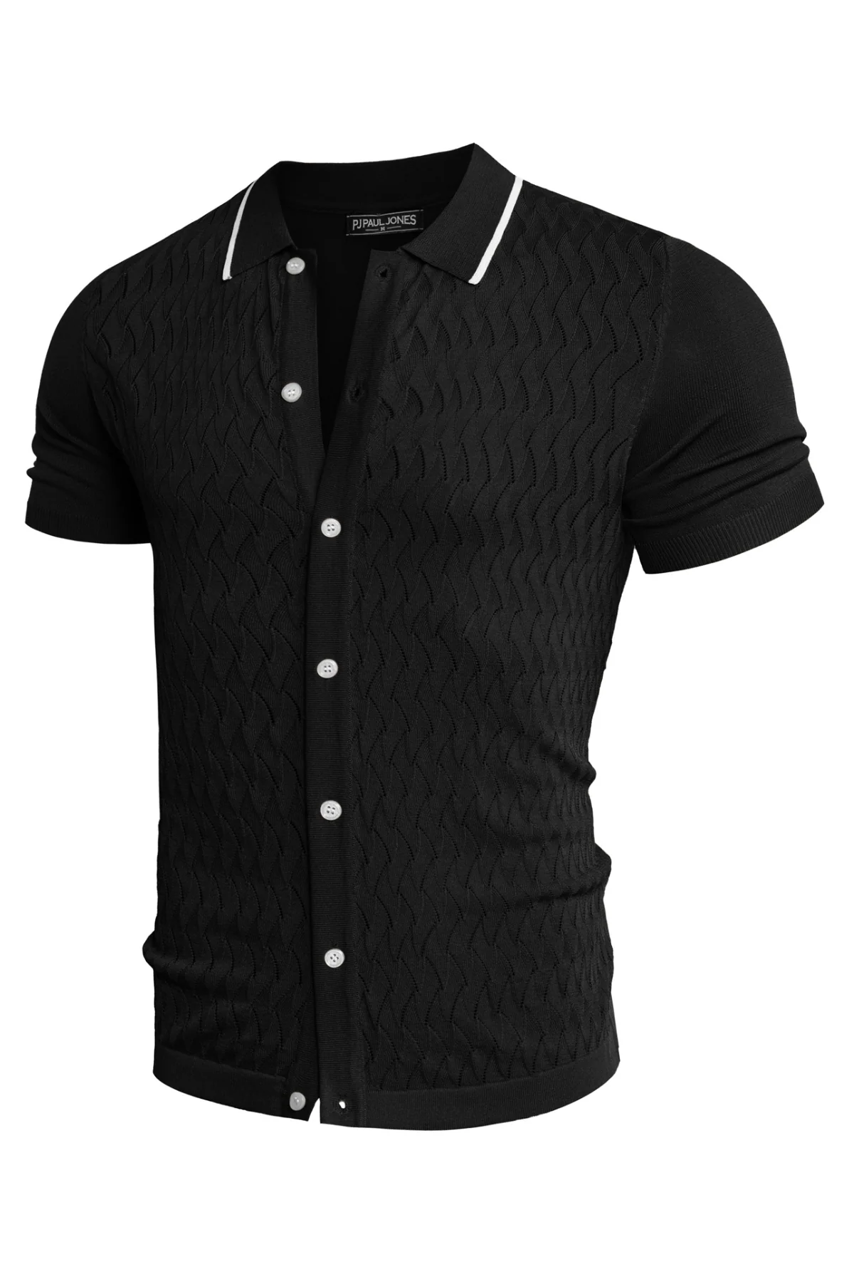 Men's Knit Button Down Short Cardigan Shirts Vintage Polo Shirts Casual Beach Shirts - Image 7