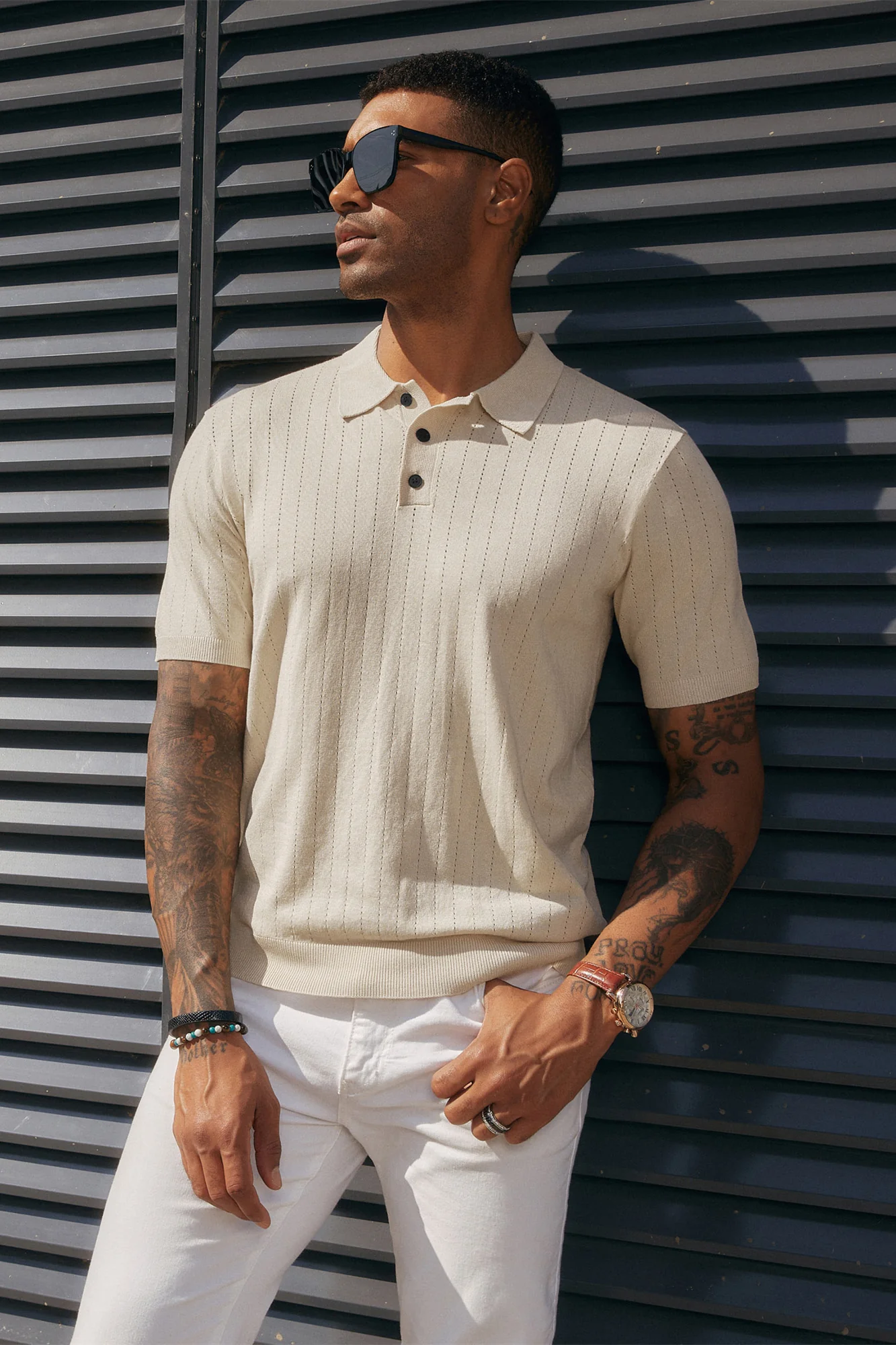 Men's Knit Polo Shirts Casual Short Sleeve Solid Button Down Pullover Polo T Shirts - Image 16