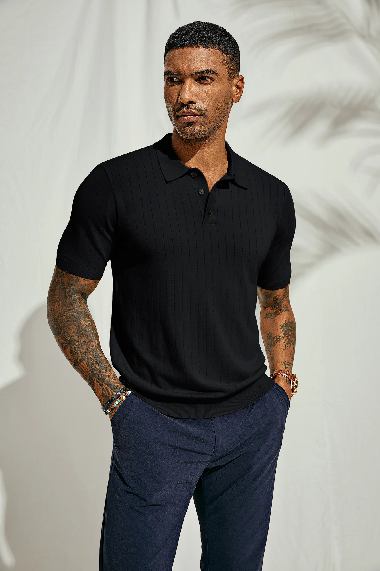 Men's Knit Polo Shirts Casual Short Sleeve Solid Button Down Pullover Polo T Shirts - Image 4