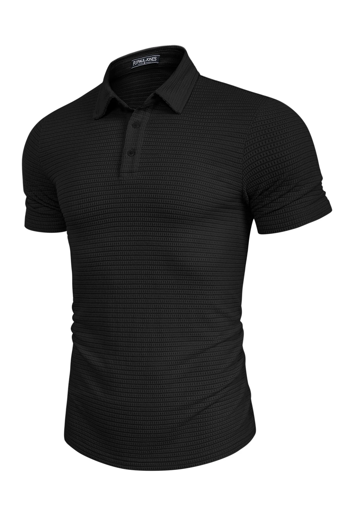 Men's Knit Polo Shirts Short Sleeve Casual Button Up Shirts Solid Collared Golf Shirts Tops - Image 3