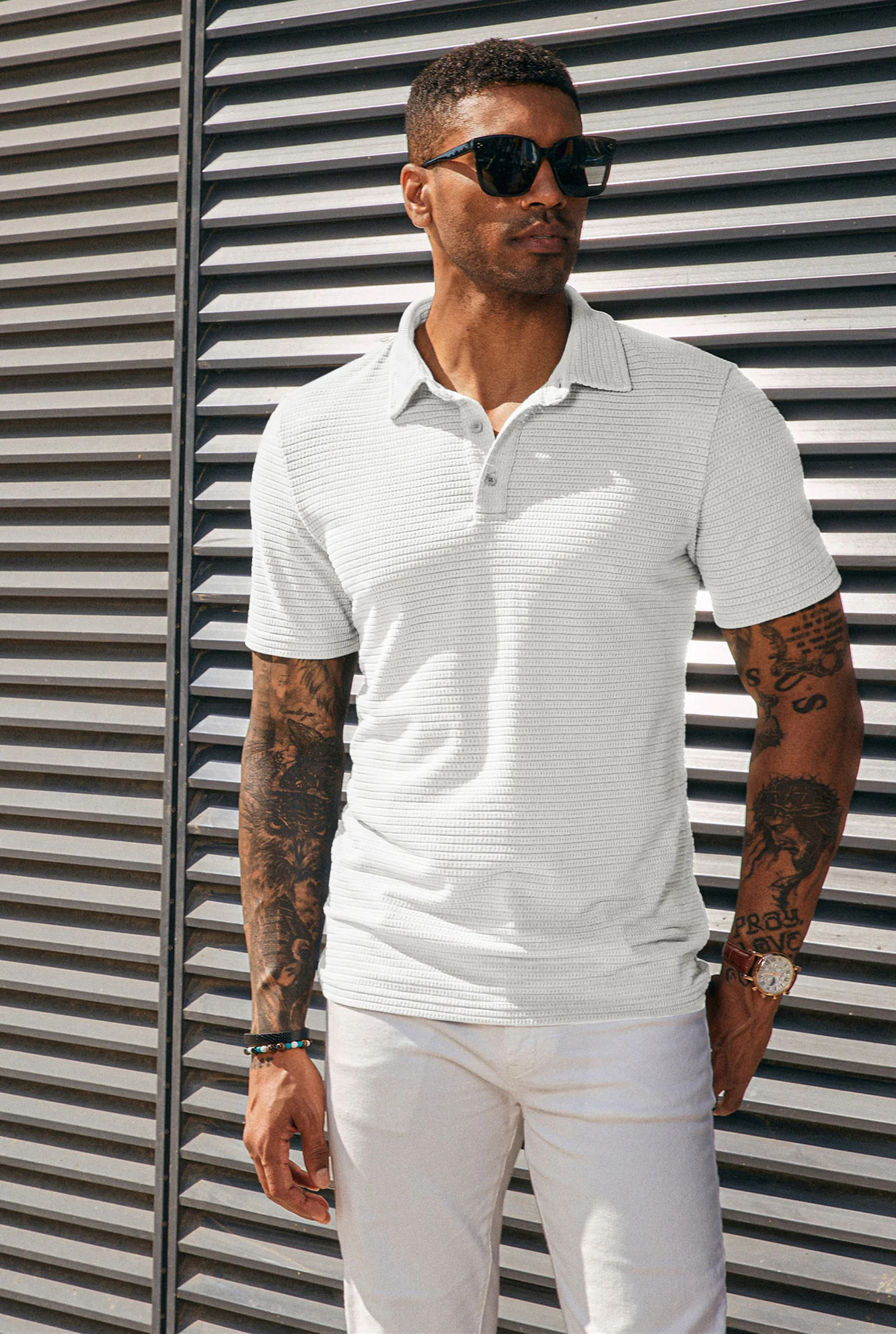 Men's Knit Polo Shirts Short Sleeve Casual Button Up Shirts Solid Collared Golf Shirts Tops - Image 9