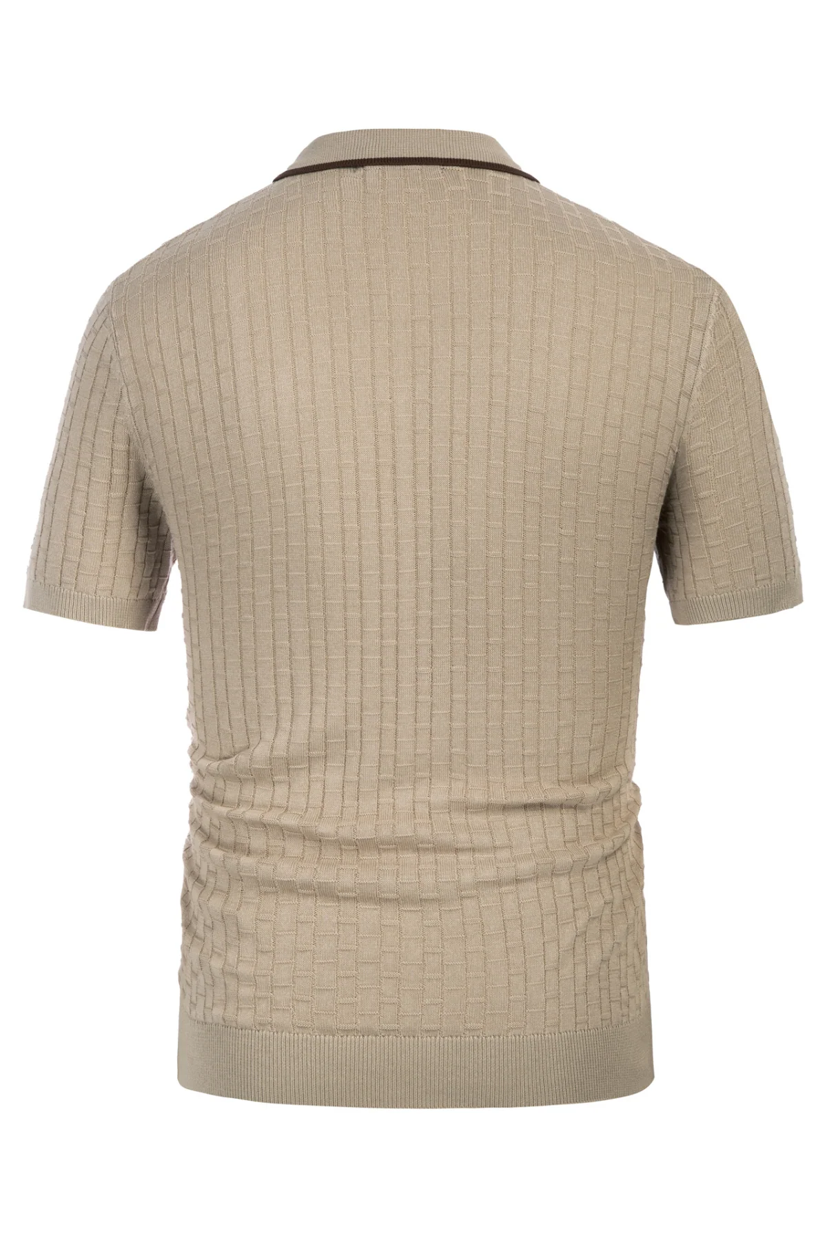 Mens Knitted Polo Shirts Short Sleeve Texture Golf Polo Pullover Shirts Casual Breathable Polo Shirts - Image 4