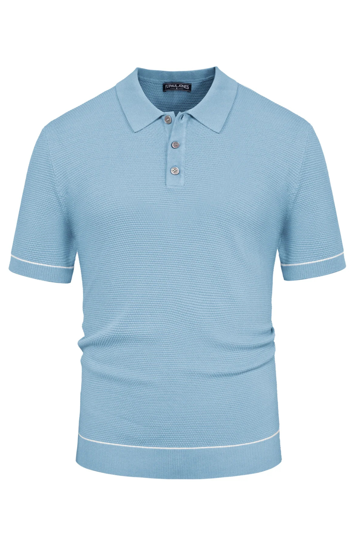 Mens Knitted Polo Shirts Short Sleeve Textured Pullover Golf Polo Casual T Shirts - Image 12