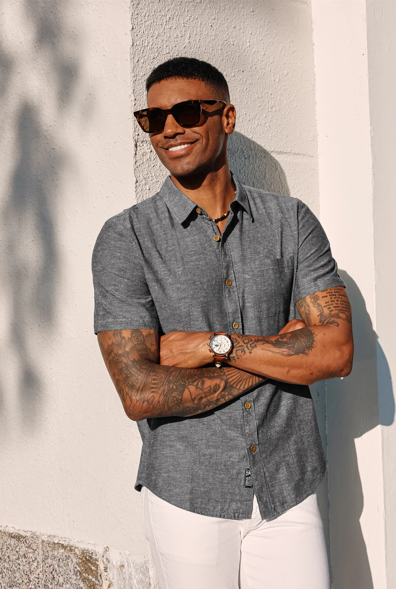 Men's Linen Shirts Short Sleeve Casual Button Down Cardigan Shirts Summer Beach Shirts - Image 6