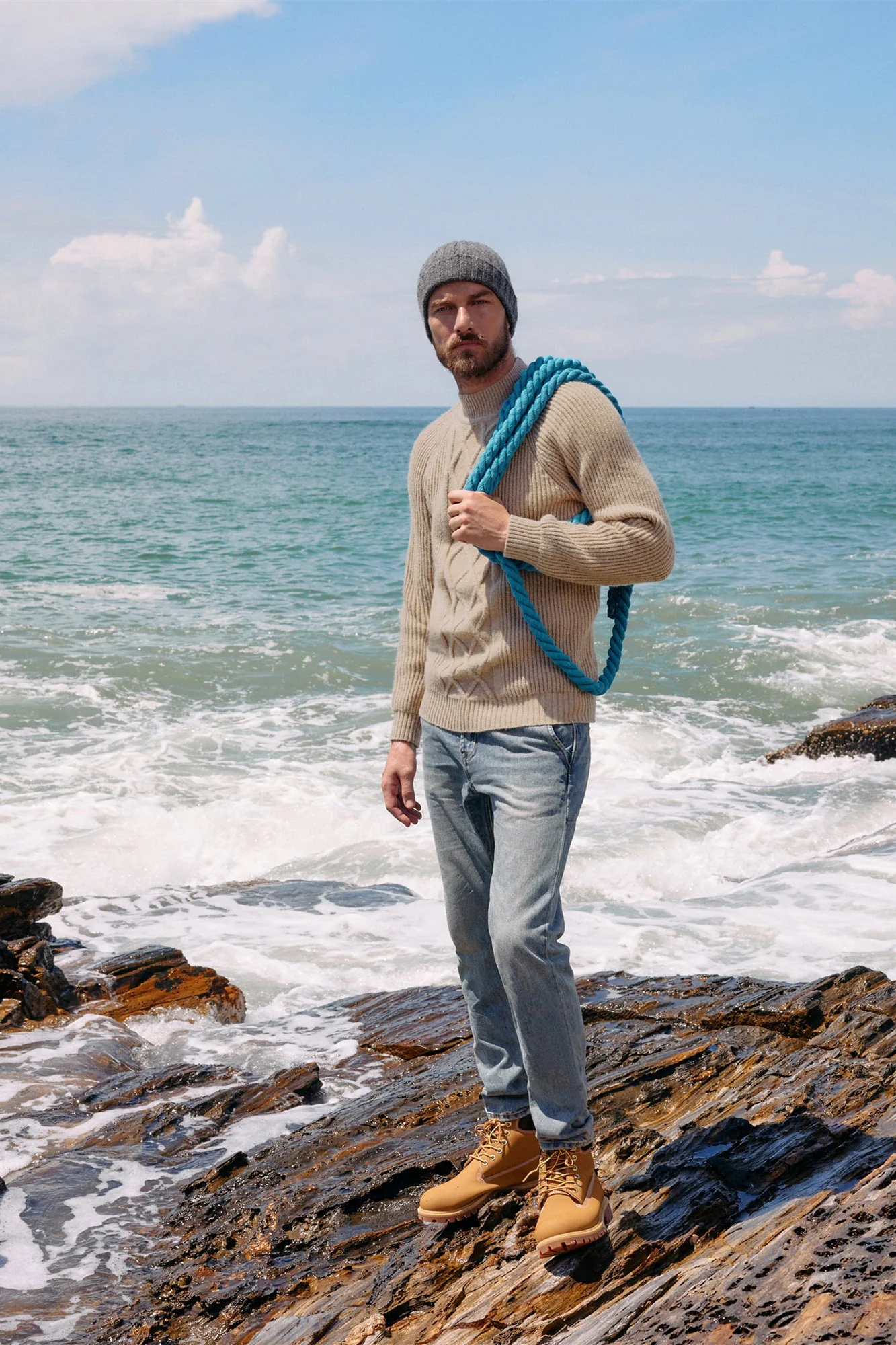 Men's Mock Neck Sweater Casual Cable Twisted Knitted Pullover Casual Sweaters - Image 15