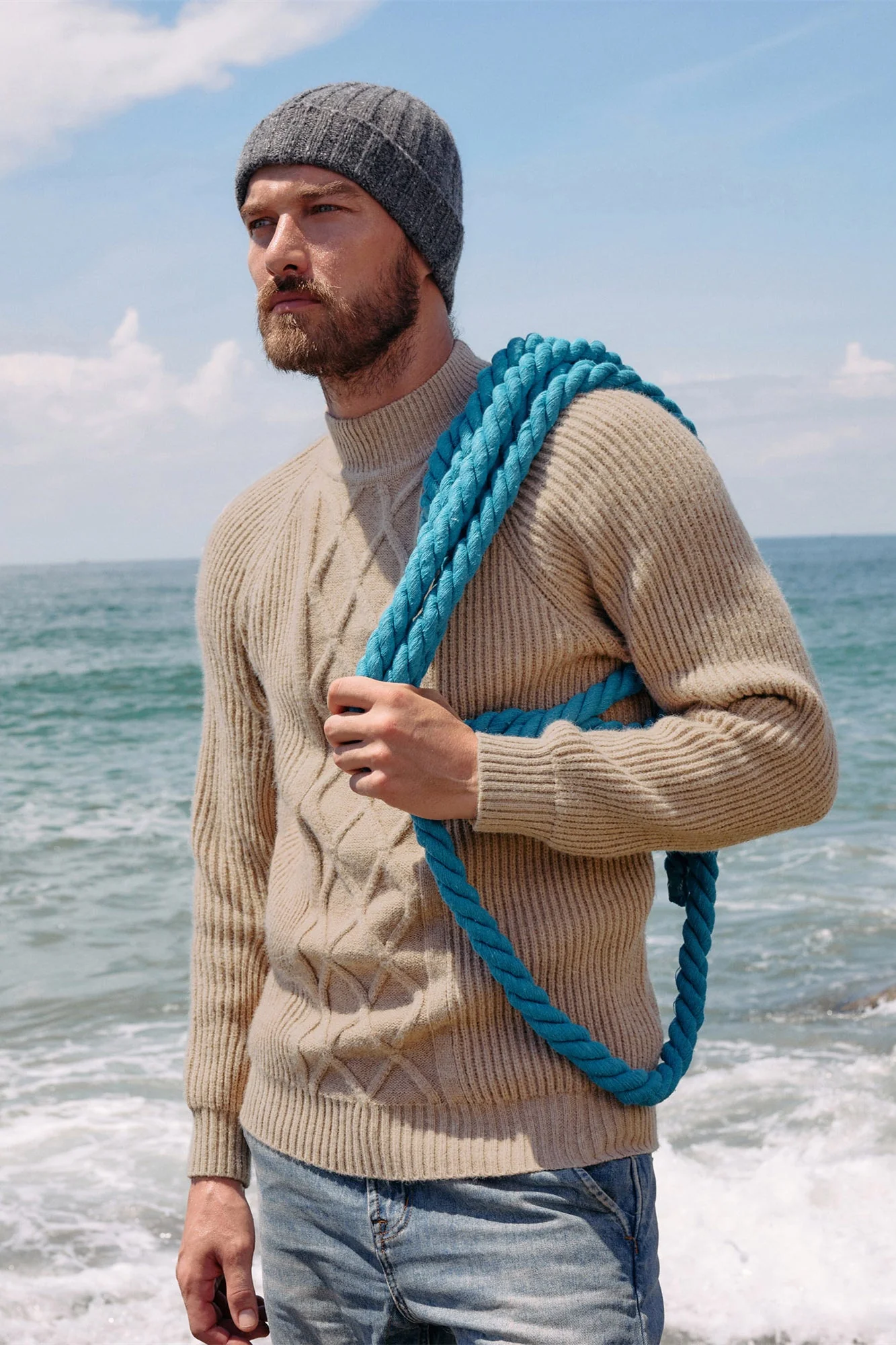 Men's Mock Neck Sweater Casual Cable Twisted Knitted Pullover Casual Sweaters - Image 17