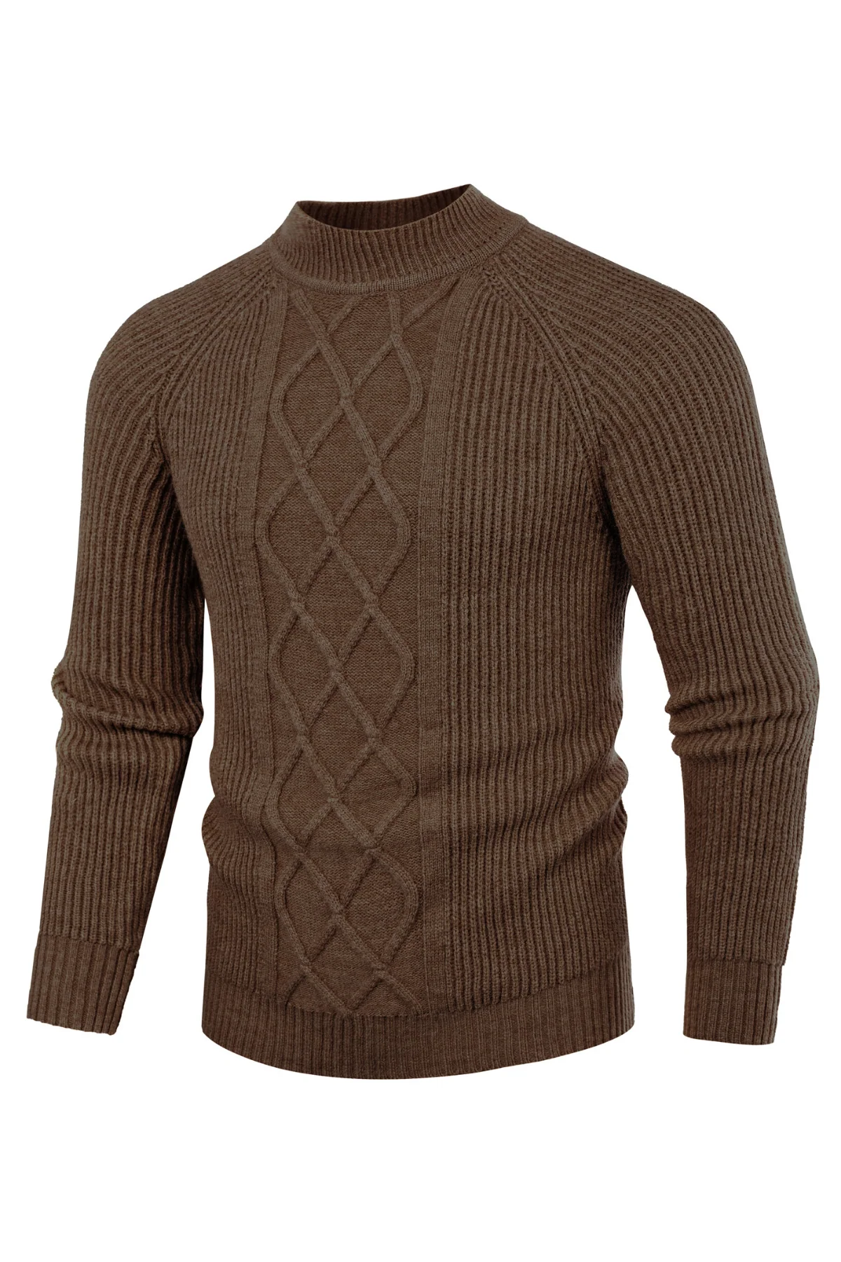 Men's Mock Neck Sweater Casual Cable Twisted Knitted Pullover Casual Sweaters - Image 19