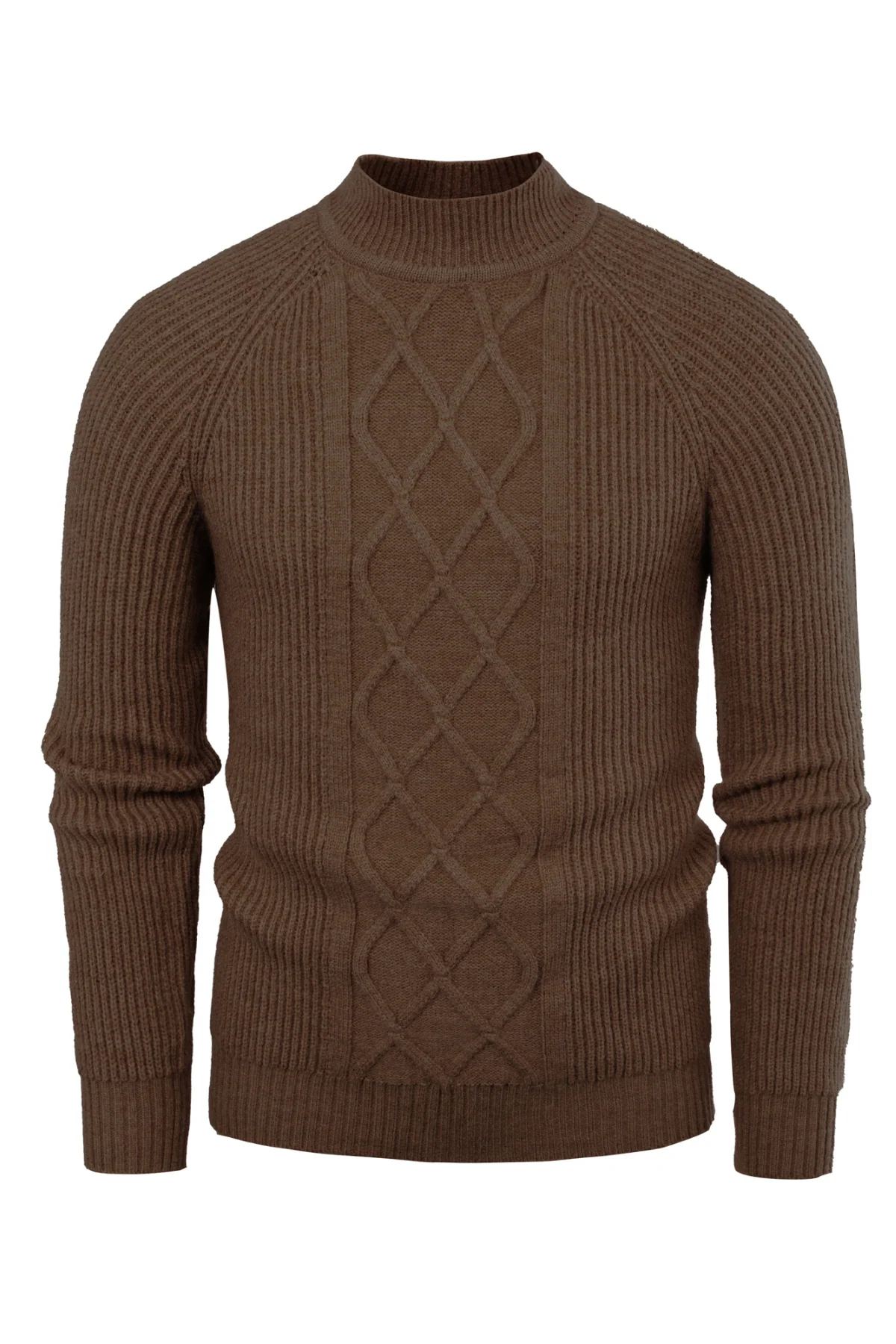 Men's Mock Neck Sweater Casual Cable Twisted Knitted Pullover Sweater - Image 19