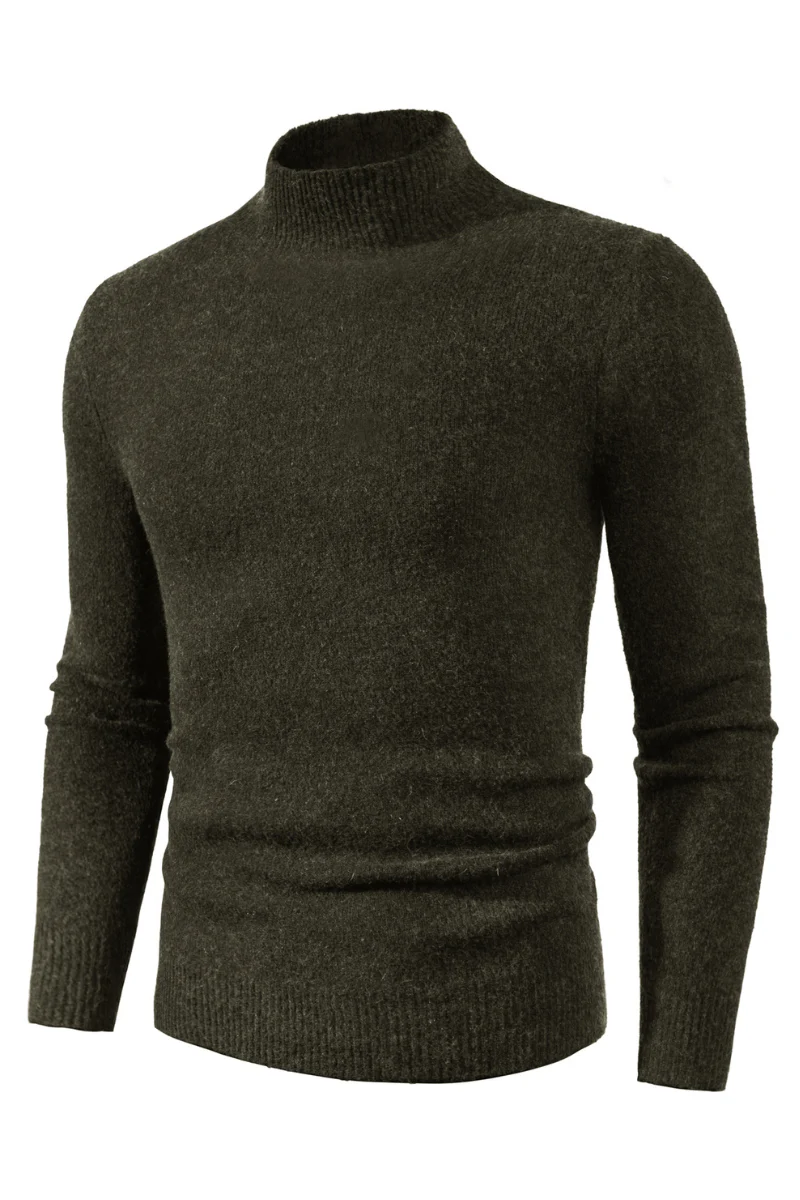 Men's Mock Turtleneck Sweater Long Sleeve Under Wool Blend Pullover Casual Sweaters - Image 35
