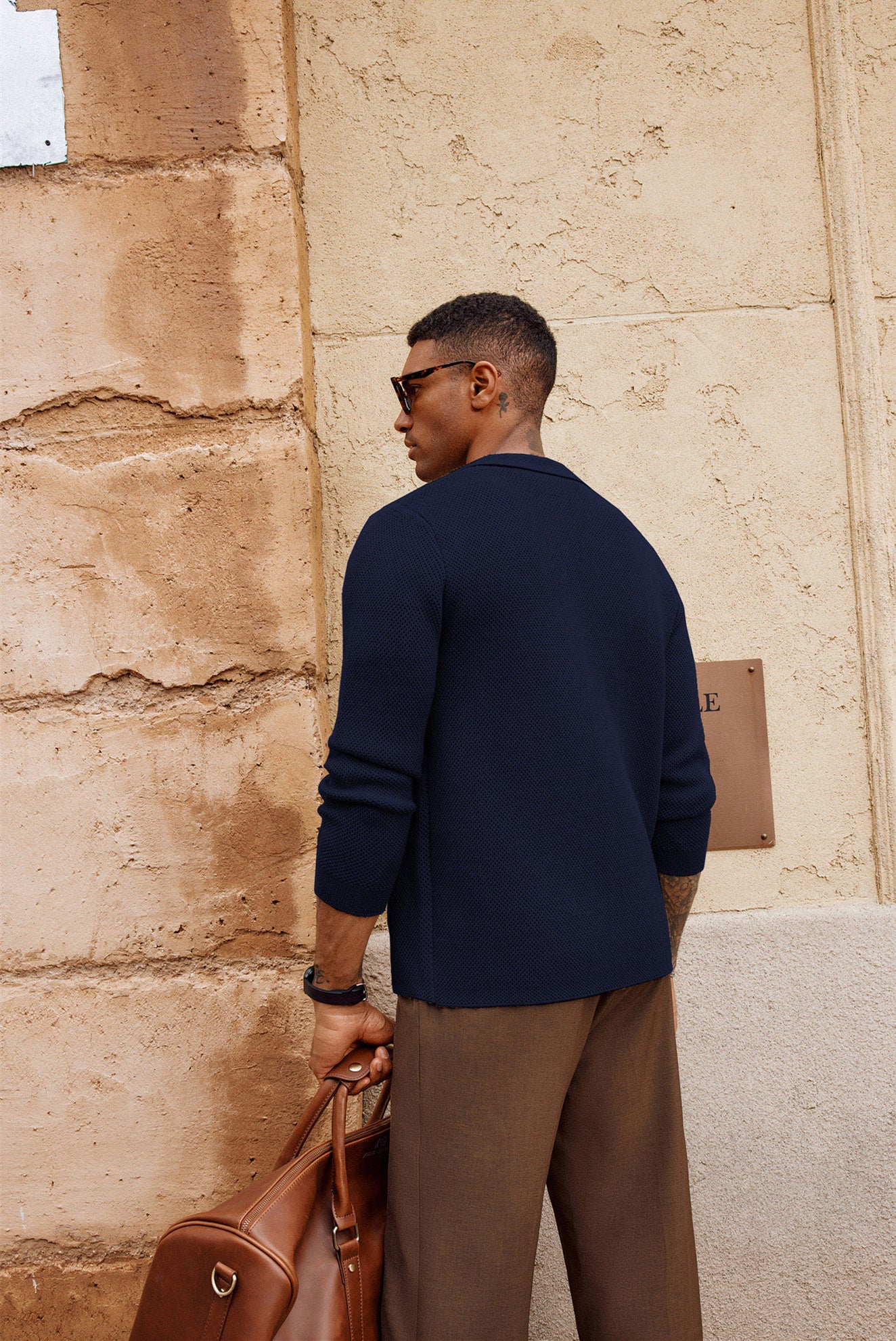 Mens Notch Collar Cardigan Sweaters Knit Textured Sweater Button Down Blazer with Pockets - Image 22