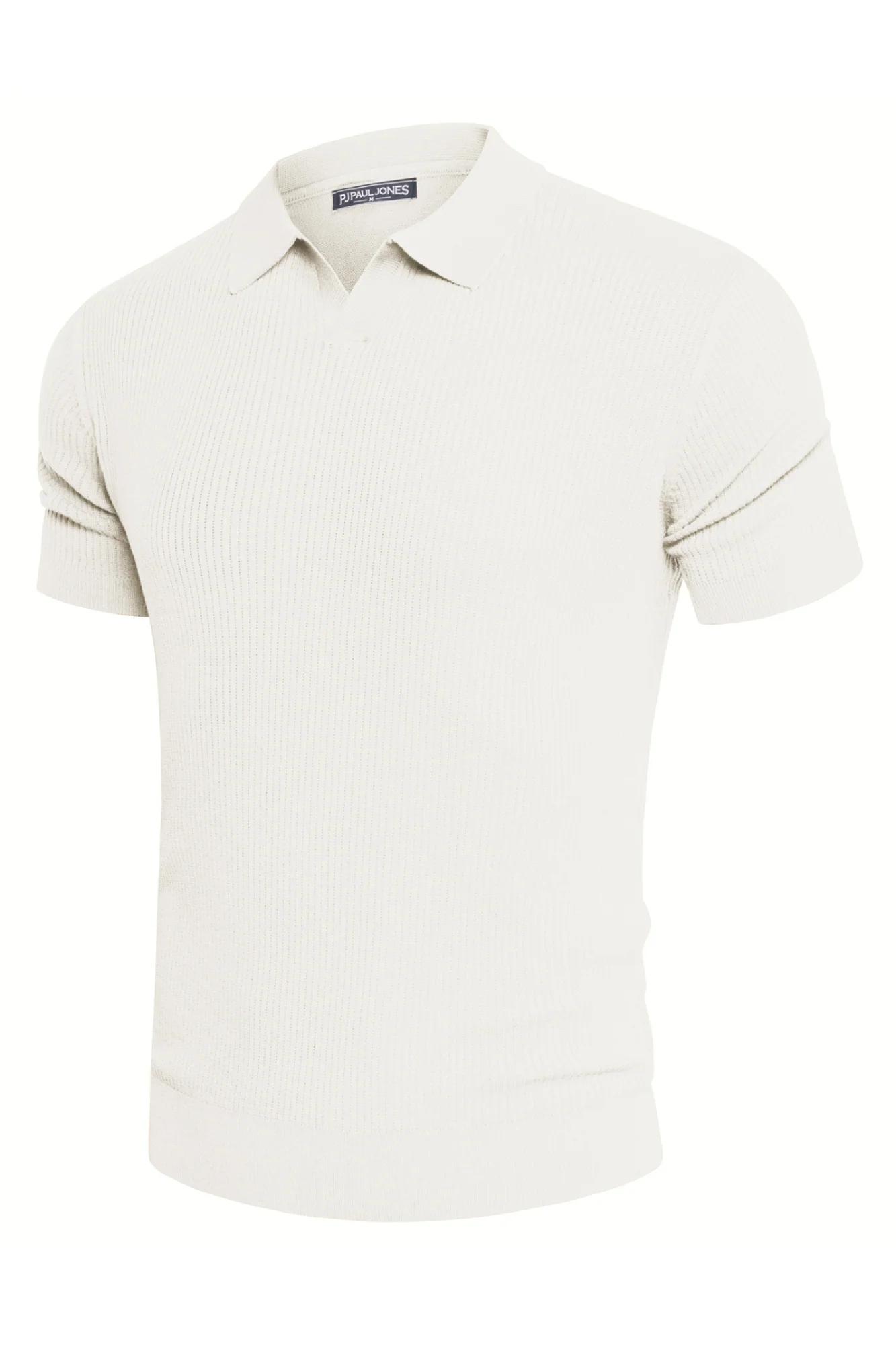 Men's Polo Shirt Ribbed Textured V Neck Knit Polo Shirts - Image 53