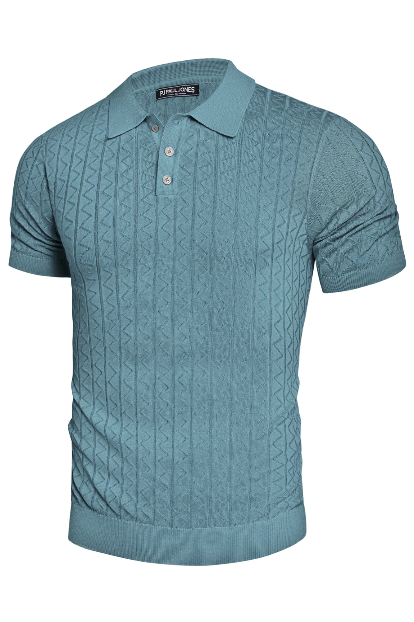 Mens Polo Shirts Short Sleeve Wavy Textured Knit Polo Shirts - Image 24