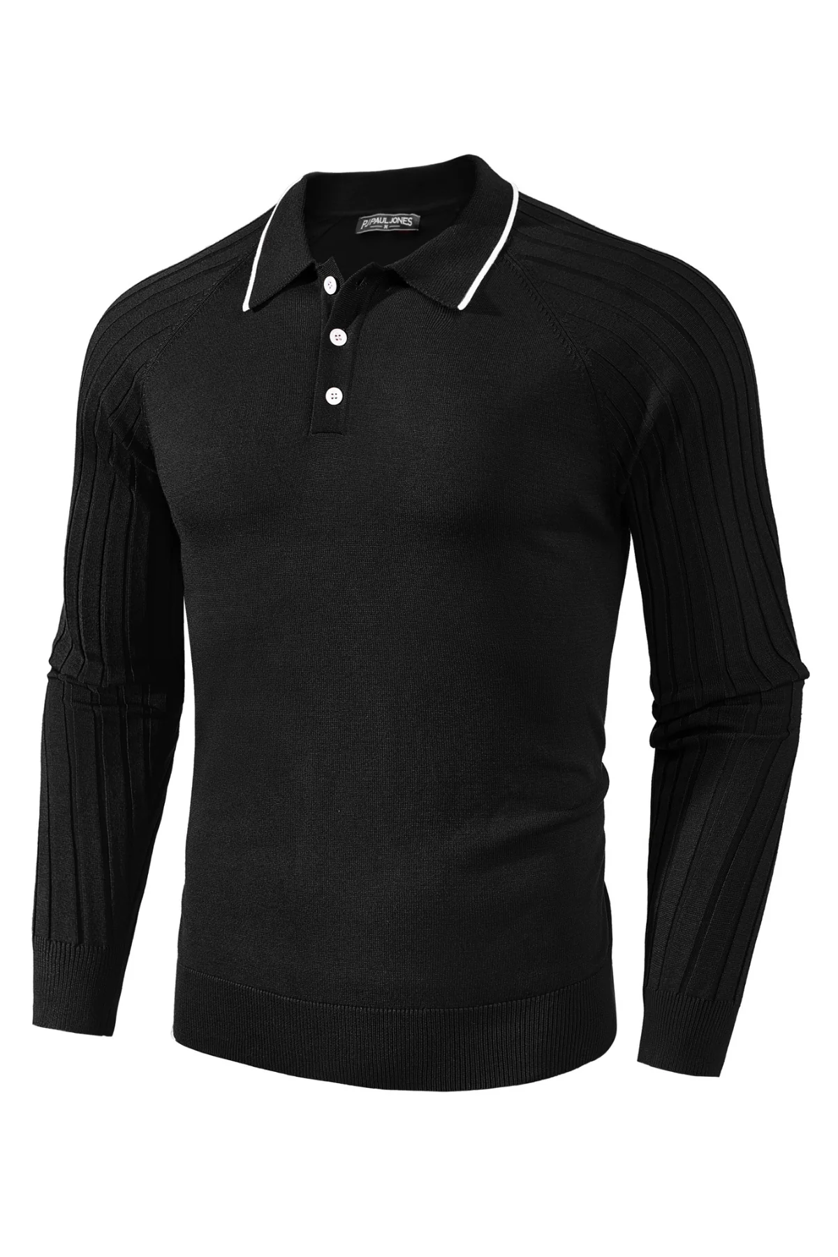 Men's Pullover Sweater Casual Raglan Sleeves Knit Polo Sweaters - Image 4