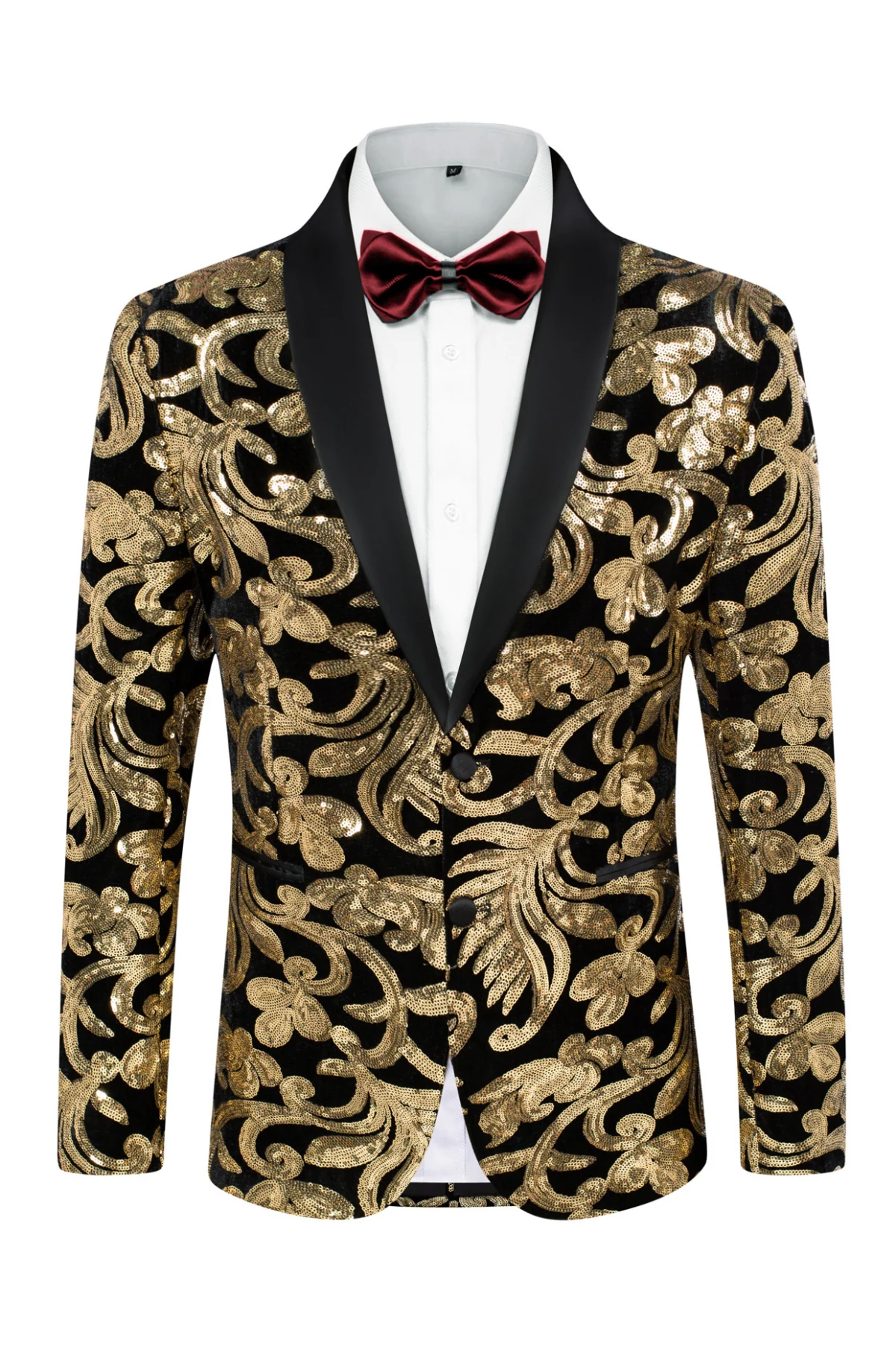 Men's Sequins Tuxedo Two Buttons Jacket Velvet Shawl Lapel Suit Jackets Blazer for Dinner, Prom, Party - Image 3