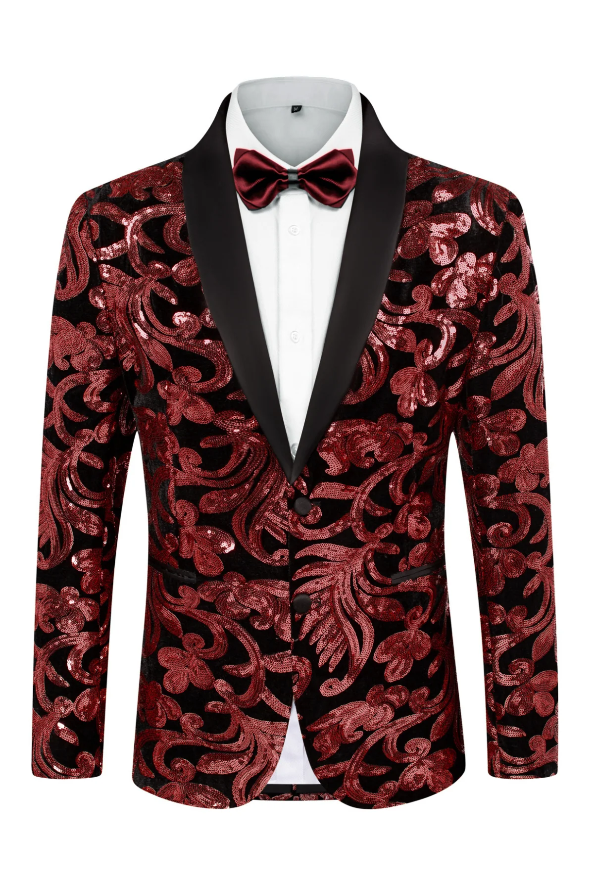 Men's Sequins Tuxedo Two Buttons Jacket Velvet Shawl Lapel Suit Jackets Blazer for Dinner, Prom, Party - Image 9