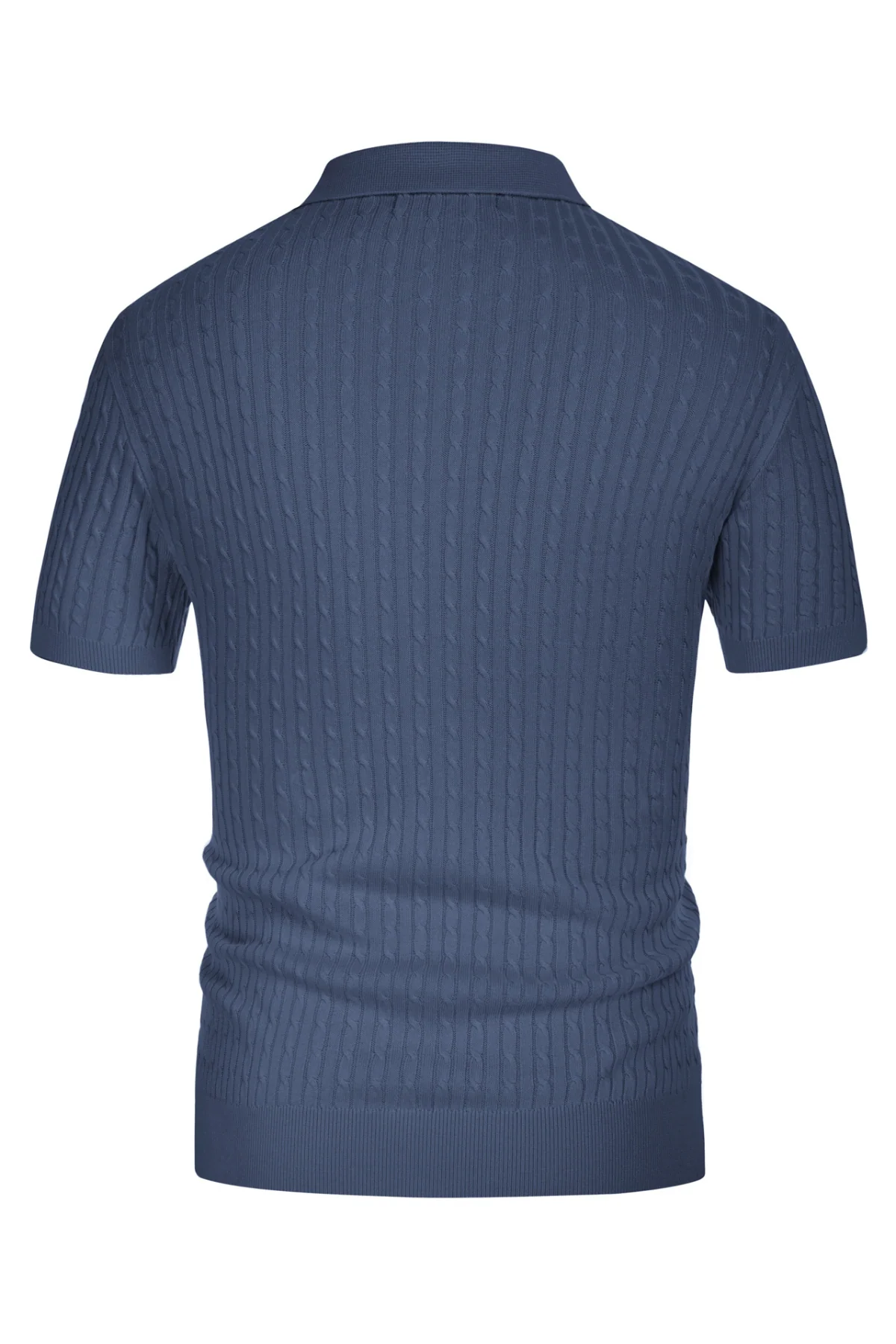 Men's Short Sleeve Polo Pullover Shirts Classic Cable Knitted Golf Polo Casual Shirts - Image 21