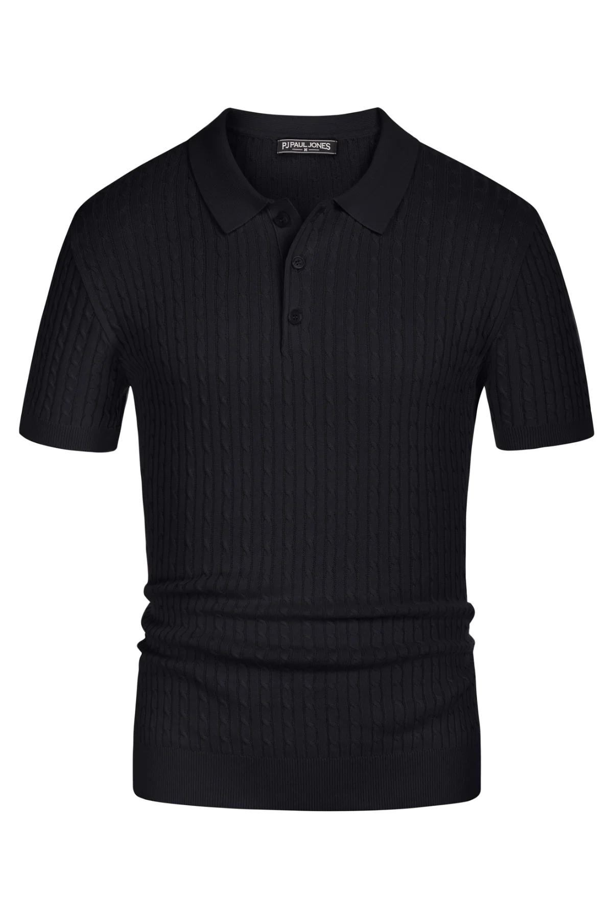 Men's Short Sleeve Polo Pullover Shirts Classic Cable Knitted Golf Polo Casual Shirts - Image 3