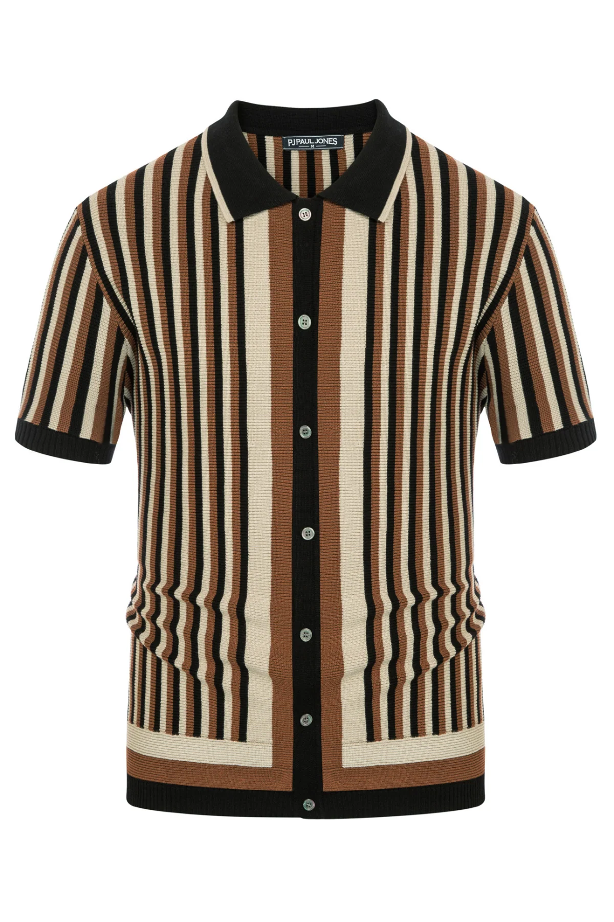 Men's Striped Polo Shirts Breathable Knit Shirt 70s Vintage Cardigans Shirt Short Sleeve Button Down Casual Clothing - Image 3